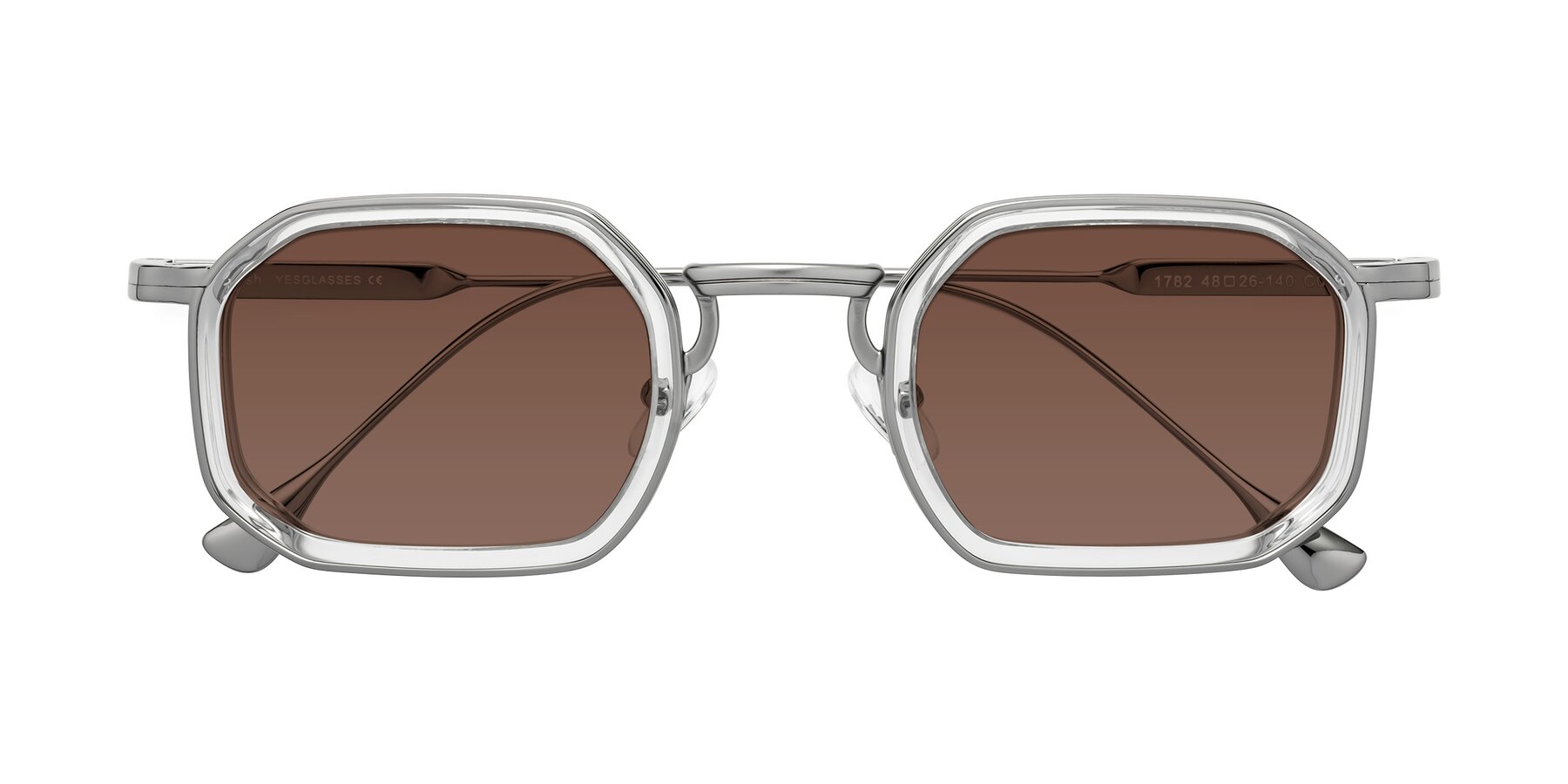 Folded Front of Fresh in Clear-Silver with Brown Tinted Lenses