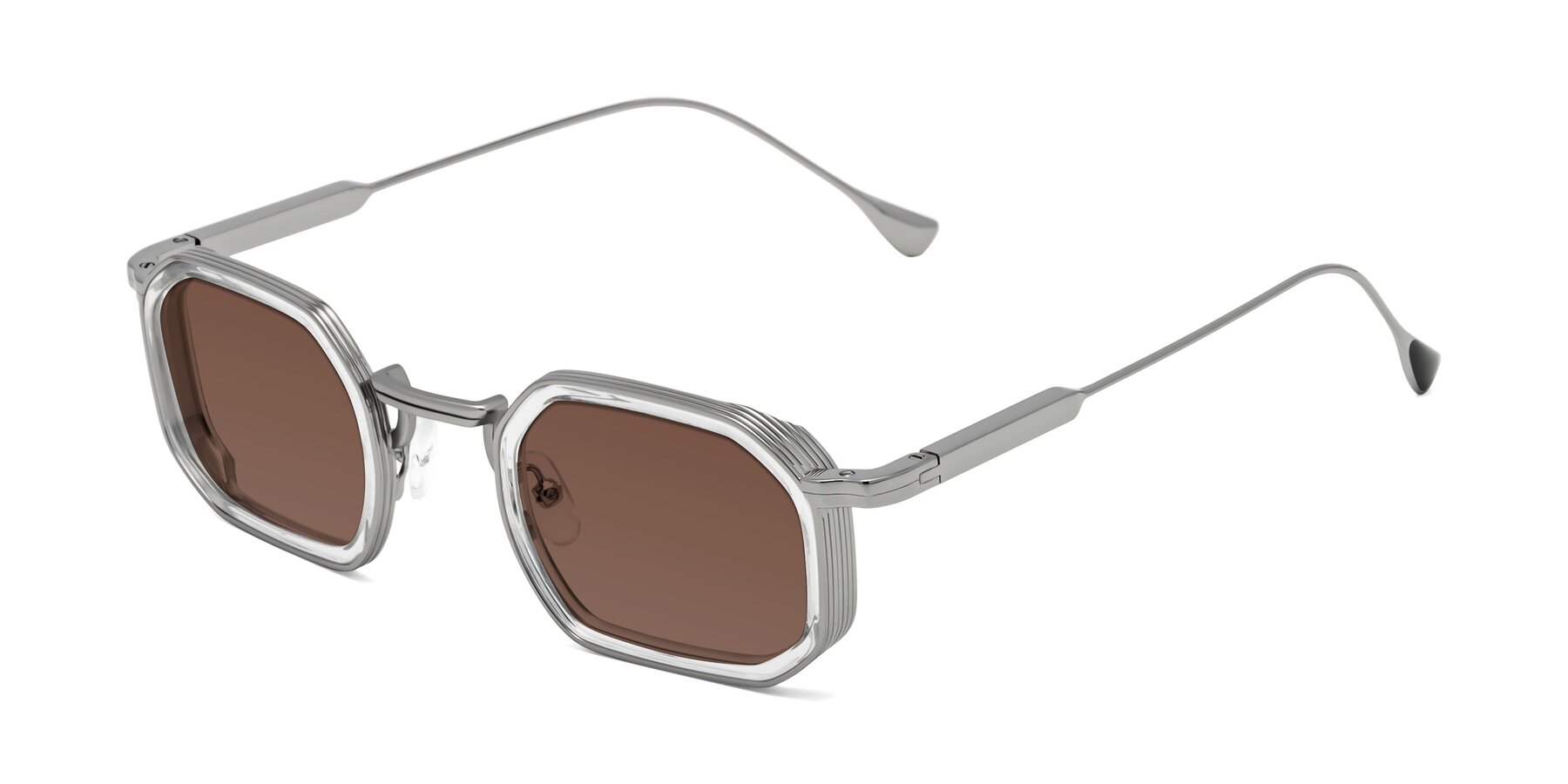 Angle of Fresh in Clear-Silver with Brown Tinted Lenses