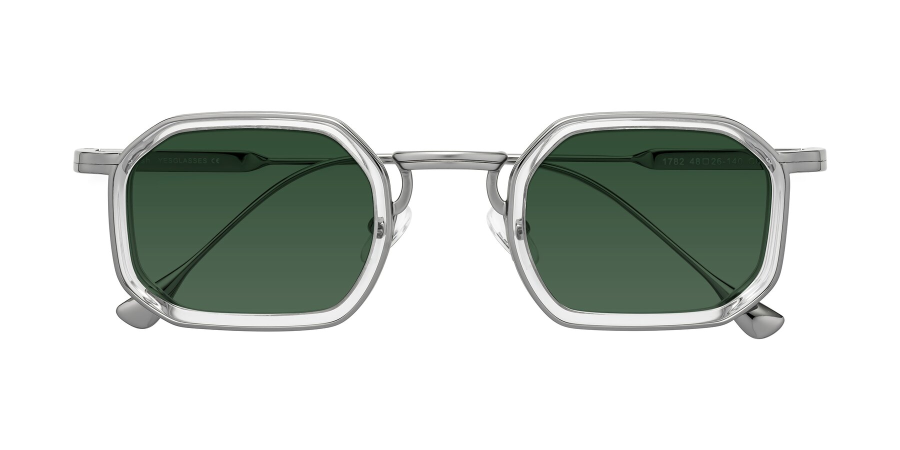 Folded Front of Fresh in Clear-Silver with Green Tinted Lenses