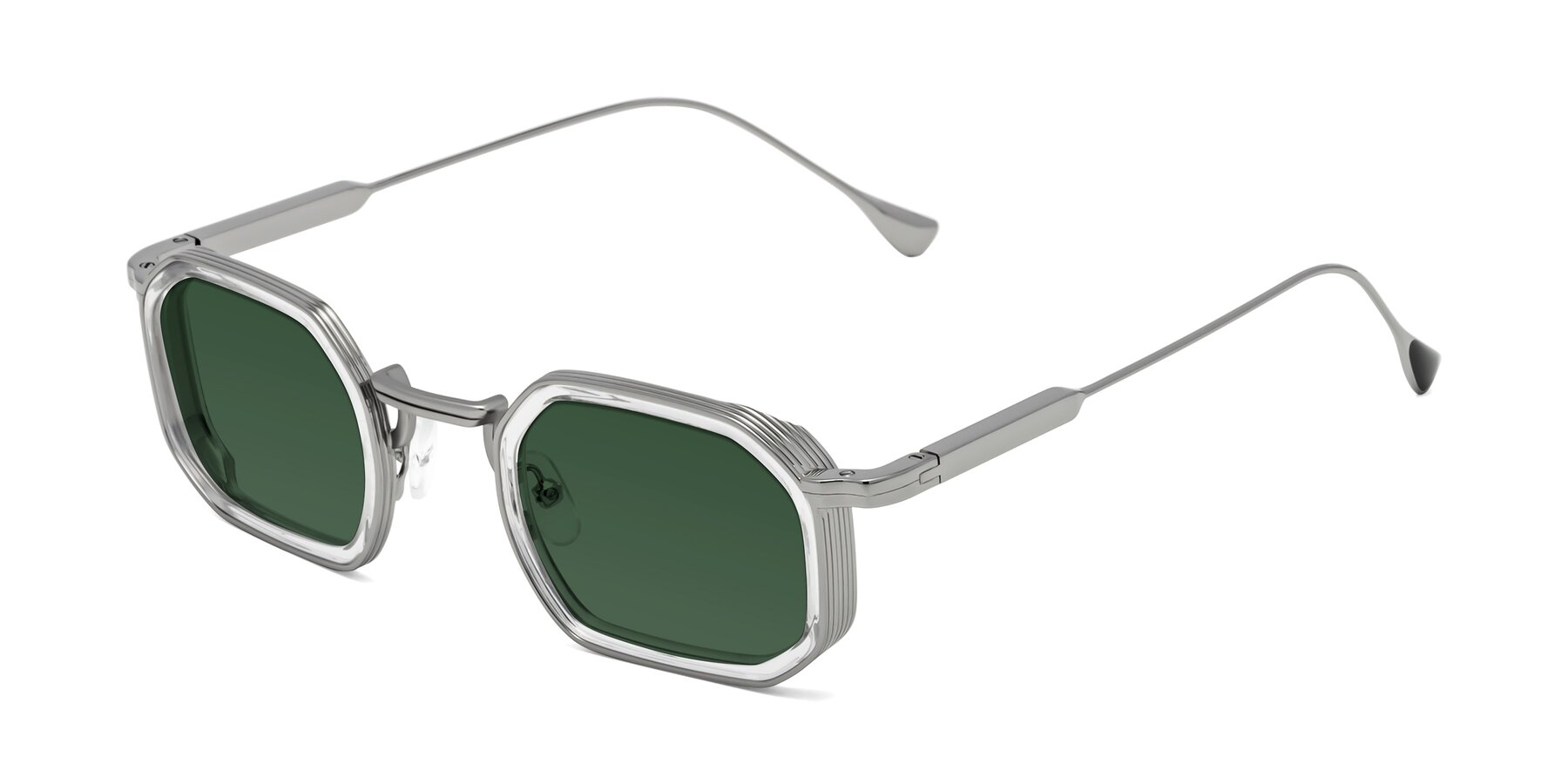 Angle of Fresh in Clear-Silver with Green Tinted Lenses