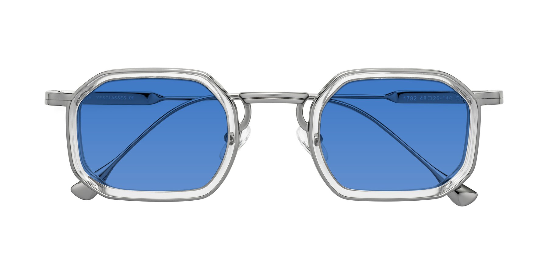 Folded Front of Fresh in Clear-Silver with Blue Tinted Lenses