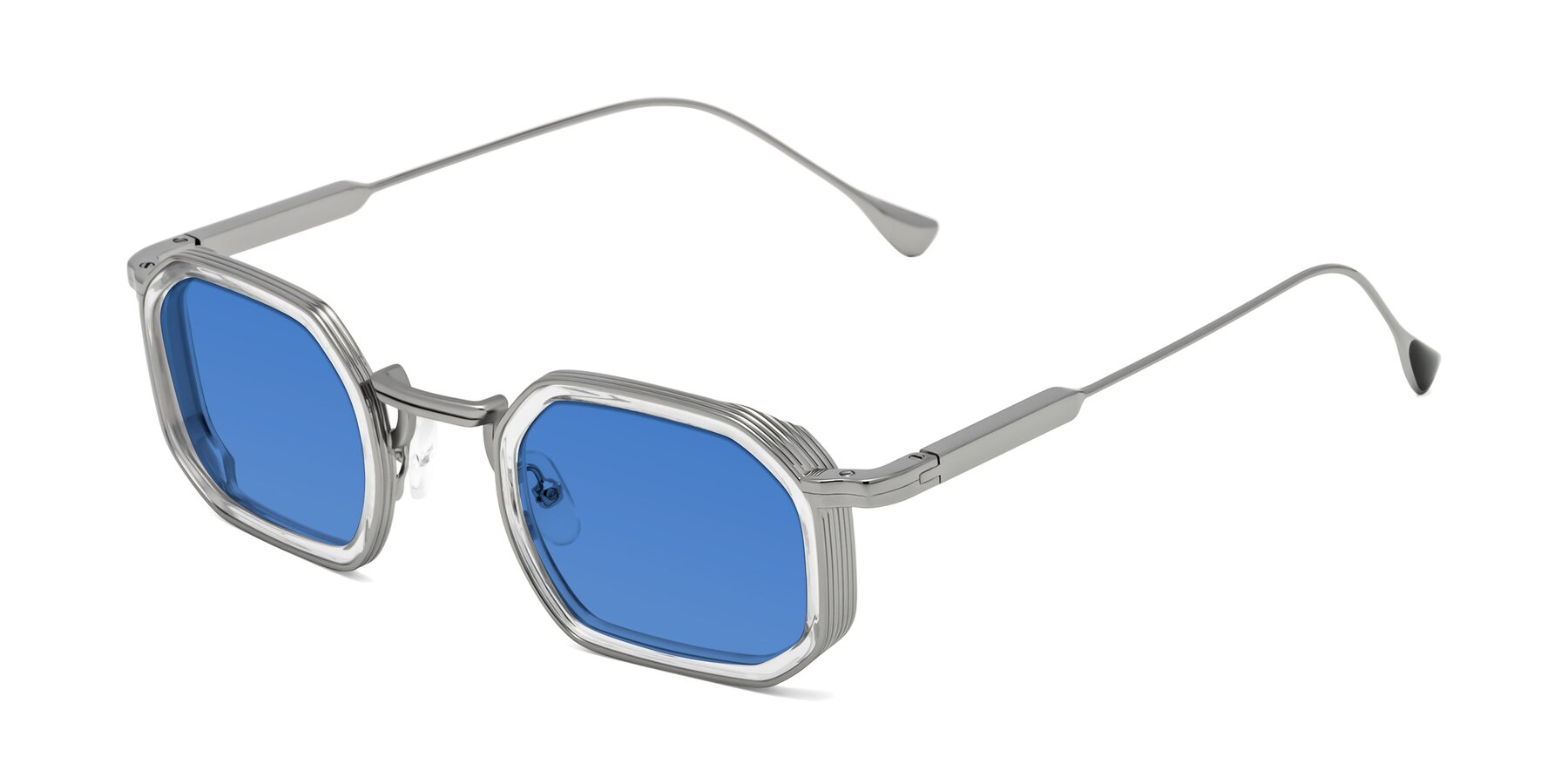 Angle of Fresh in Clear-Silver with Blue Tinted Lenses