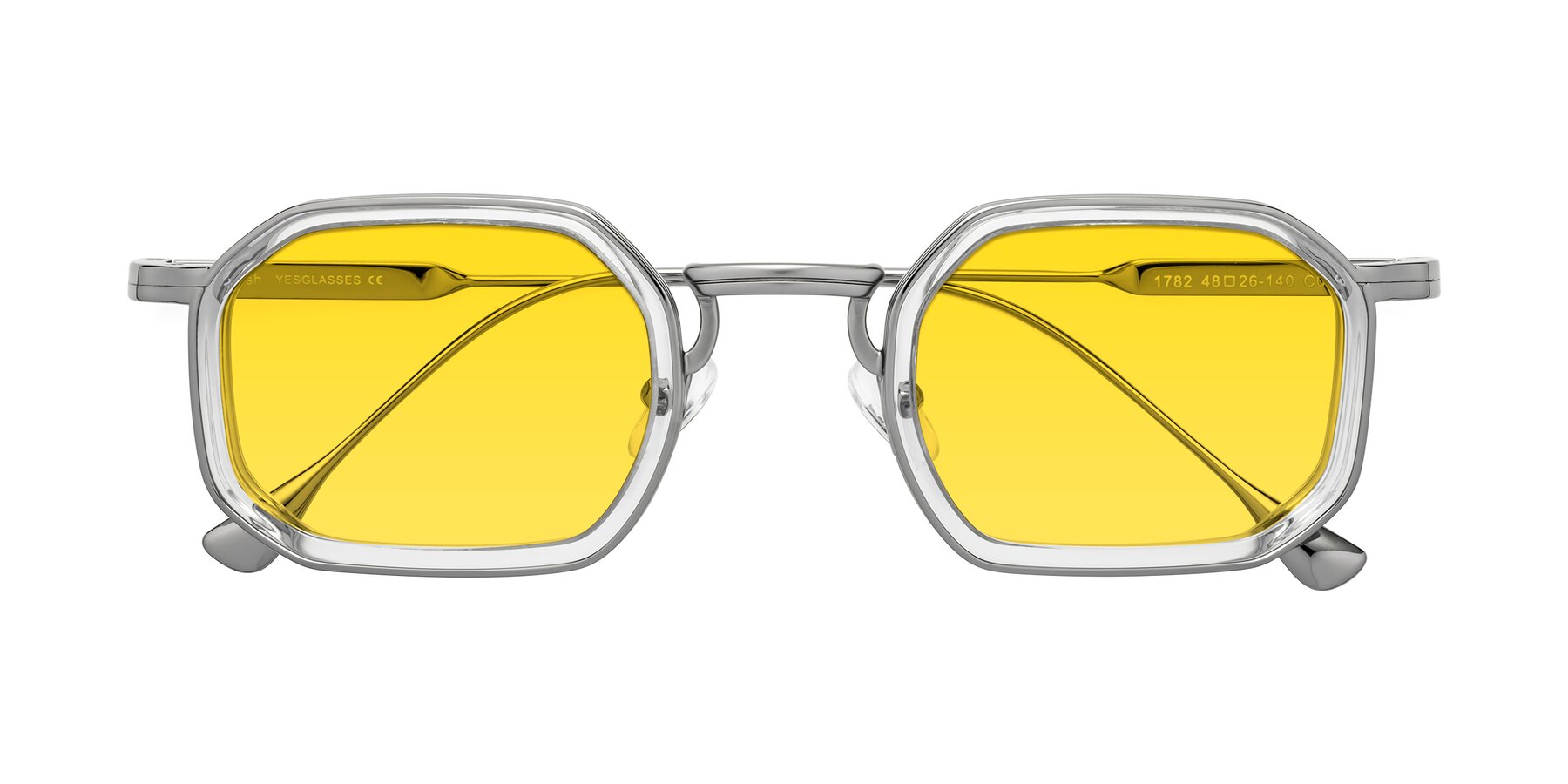 Folded Front of Fresh in Clear-Silver with Yellow Tinted Lenses