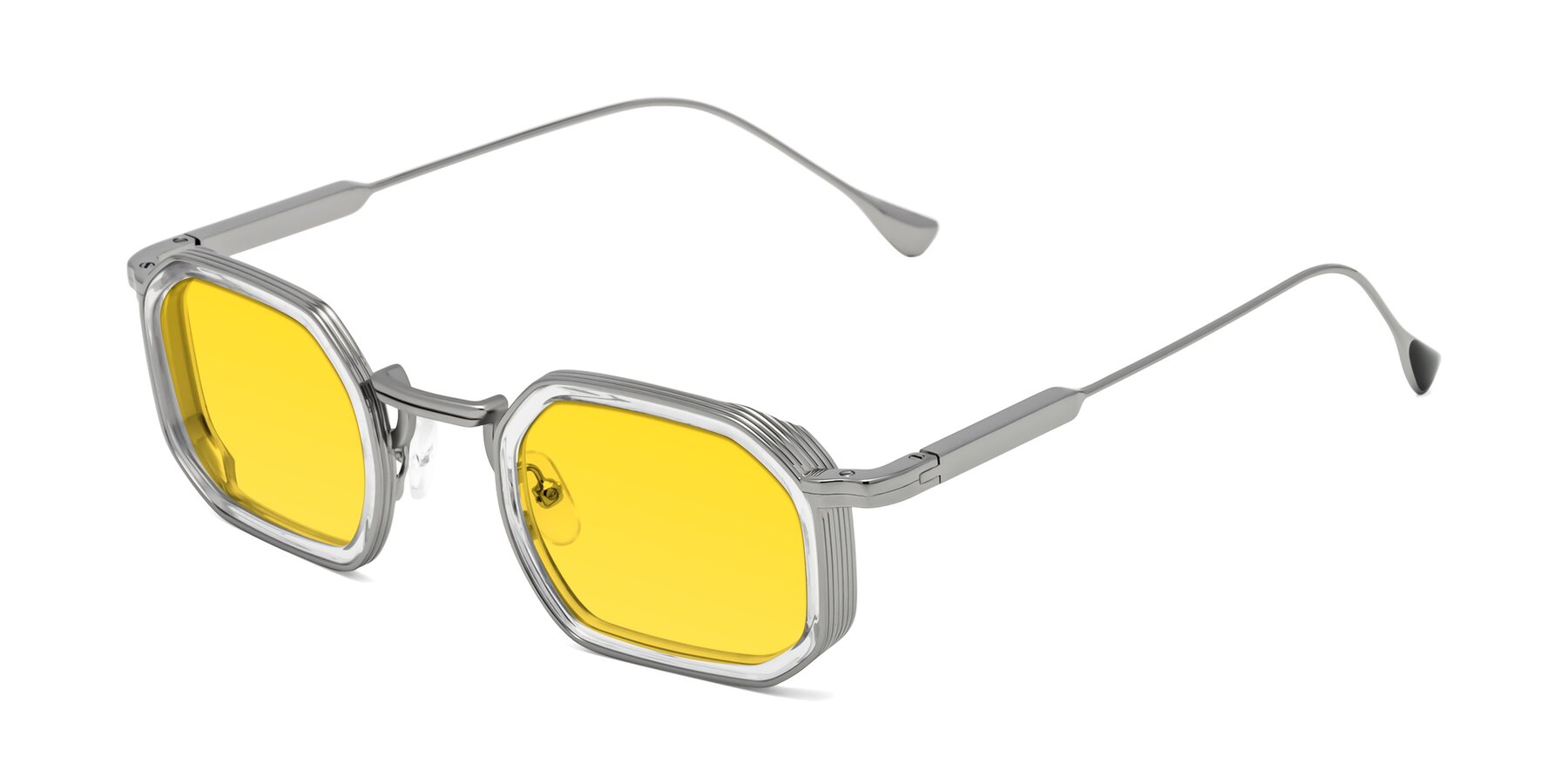 Angle of Fresh in Clear-Silver with Yellow Tinted Lenses