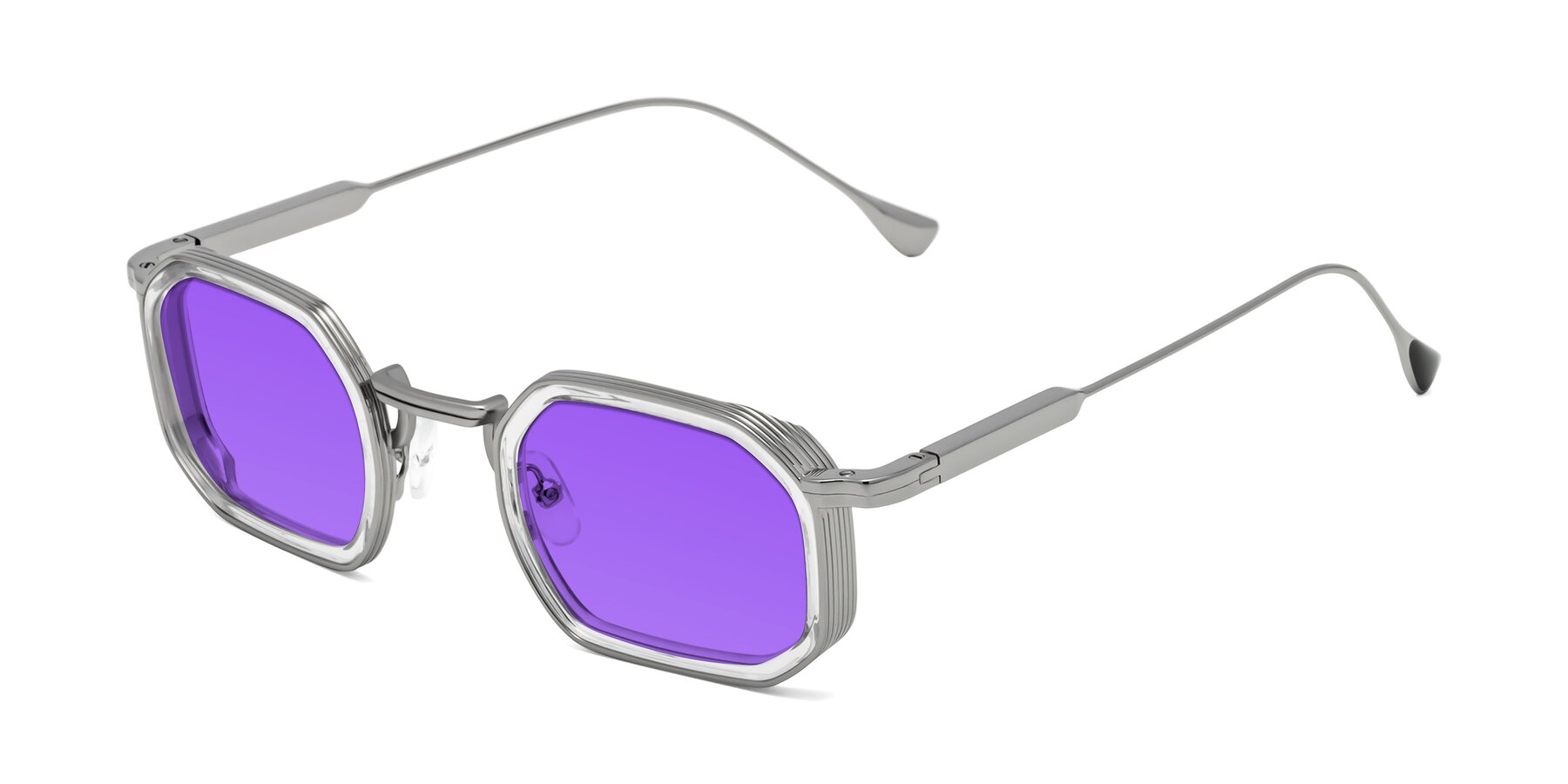 Angle of Fresh in Clear-Silver with Purple Tinted Lenses