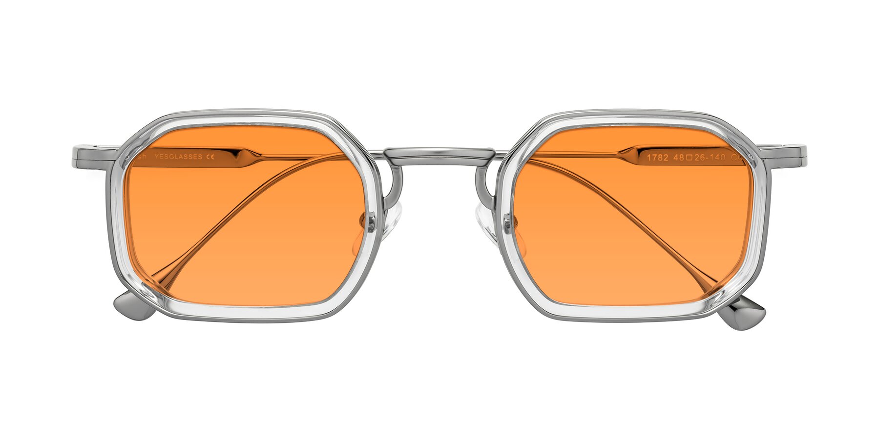 Folded Front of Fresh in Clear-Silver with Orange Tinted Lenses