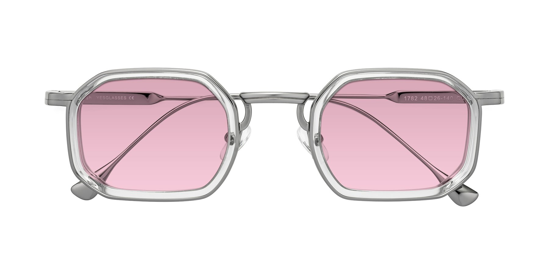 Folded Front of Fresh in Clear-Silver with Light Wine Tinted Lenses