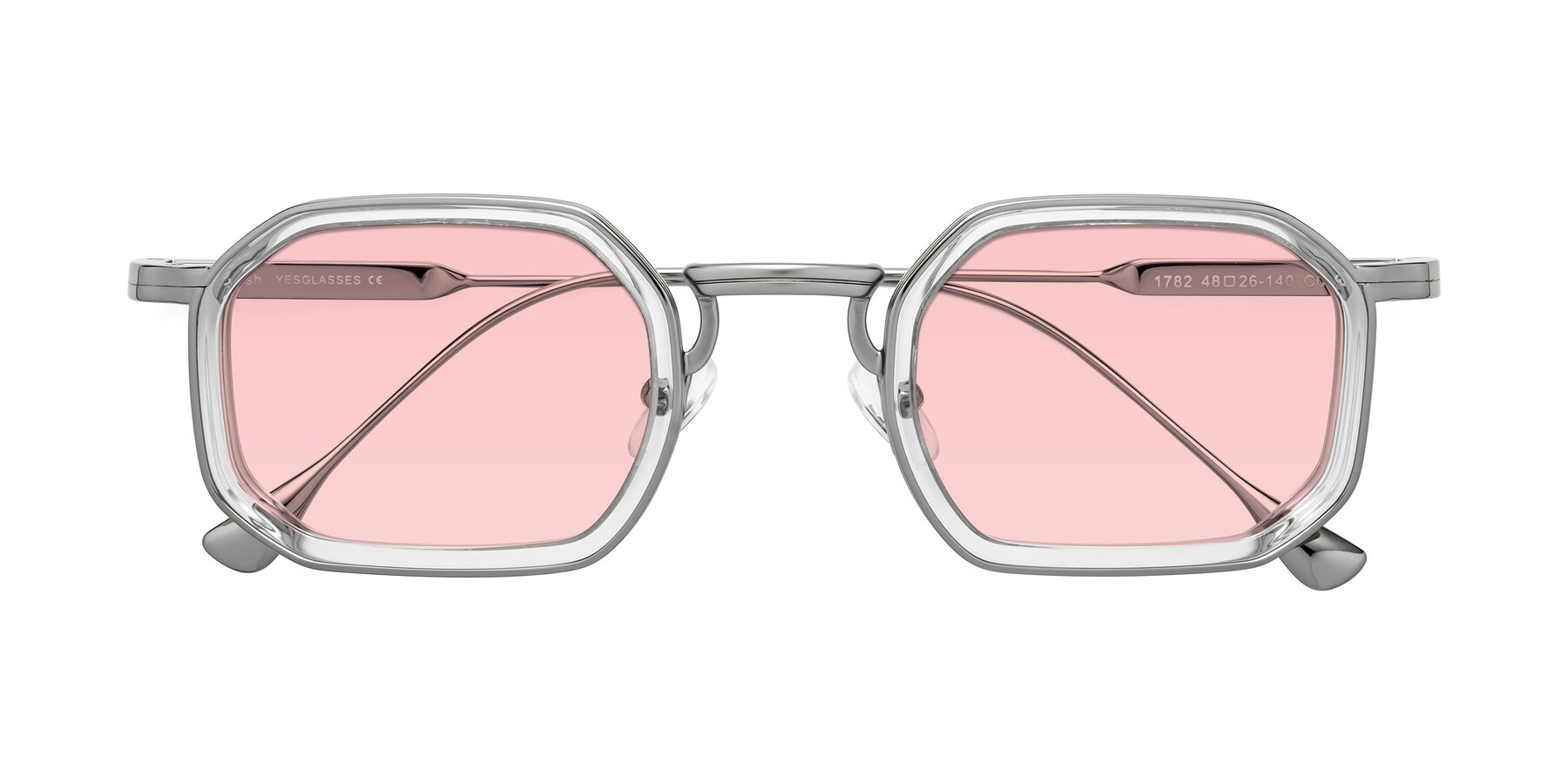 Folded Front of Fresh in Clear-Silver with Light Garnet Tinted Lenses