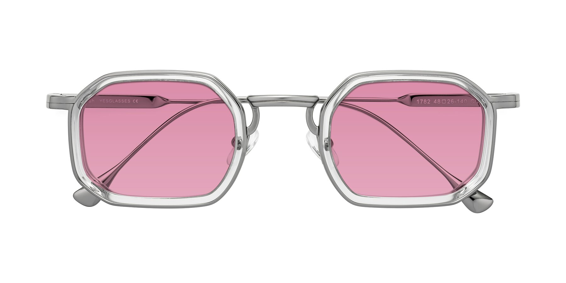 Folded Front of Fresh in Clear-Silver with Medium Wine Tinted Lenses