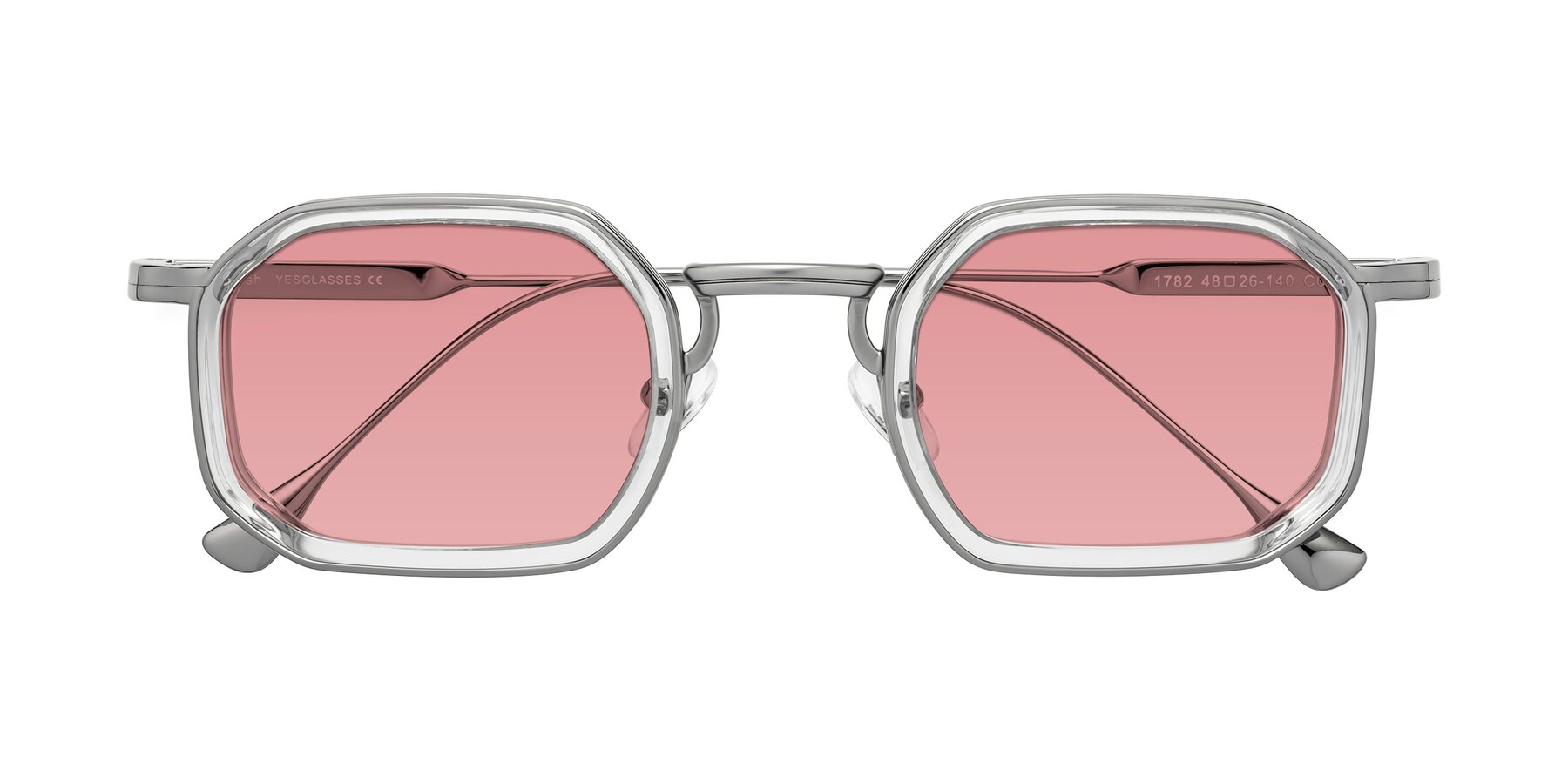 Folded Front of Fresh in Clear-Silver with Medium Garnet Tinted Lenses