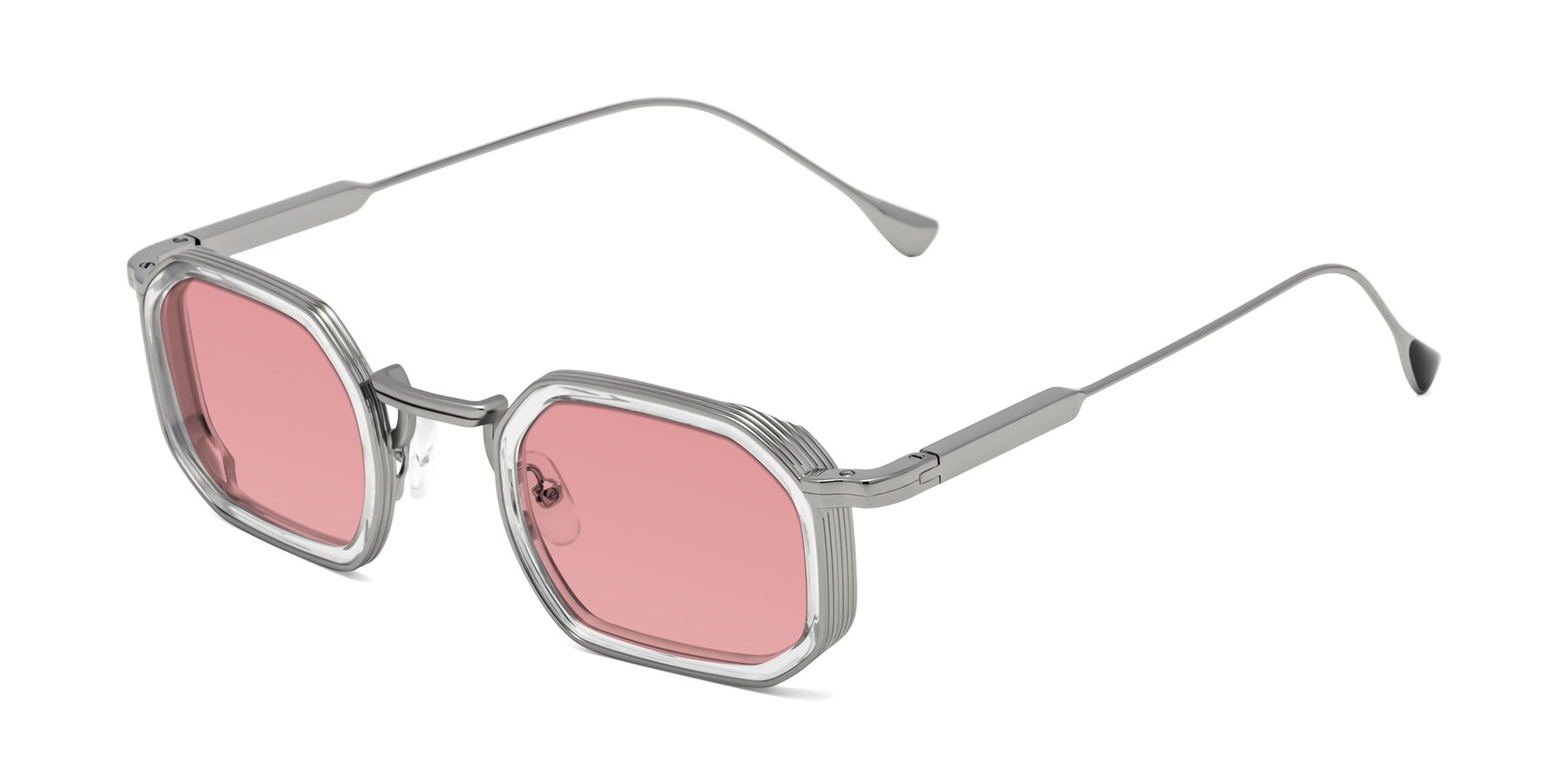 Angle of Fresh in Clear-Silver with Medium Garnet Tinted Lenses