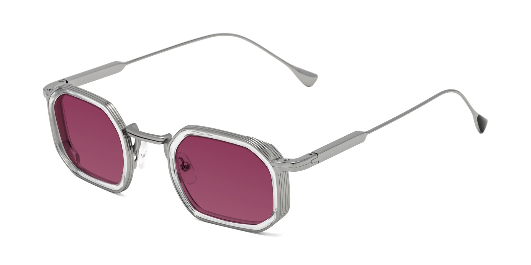 Angle of Fresh in Clear-Silver with Wine Tinted Lenses