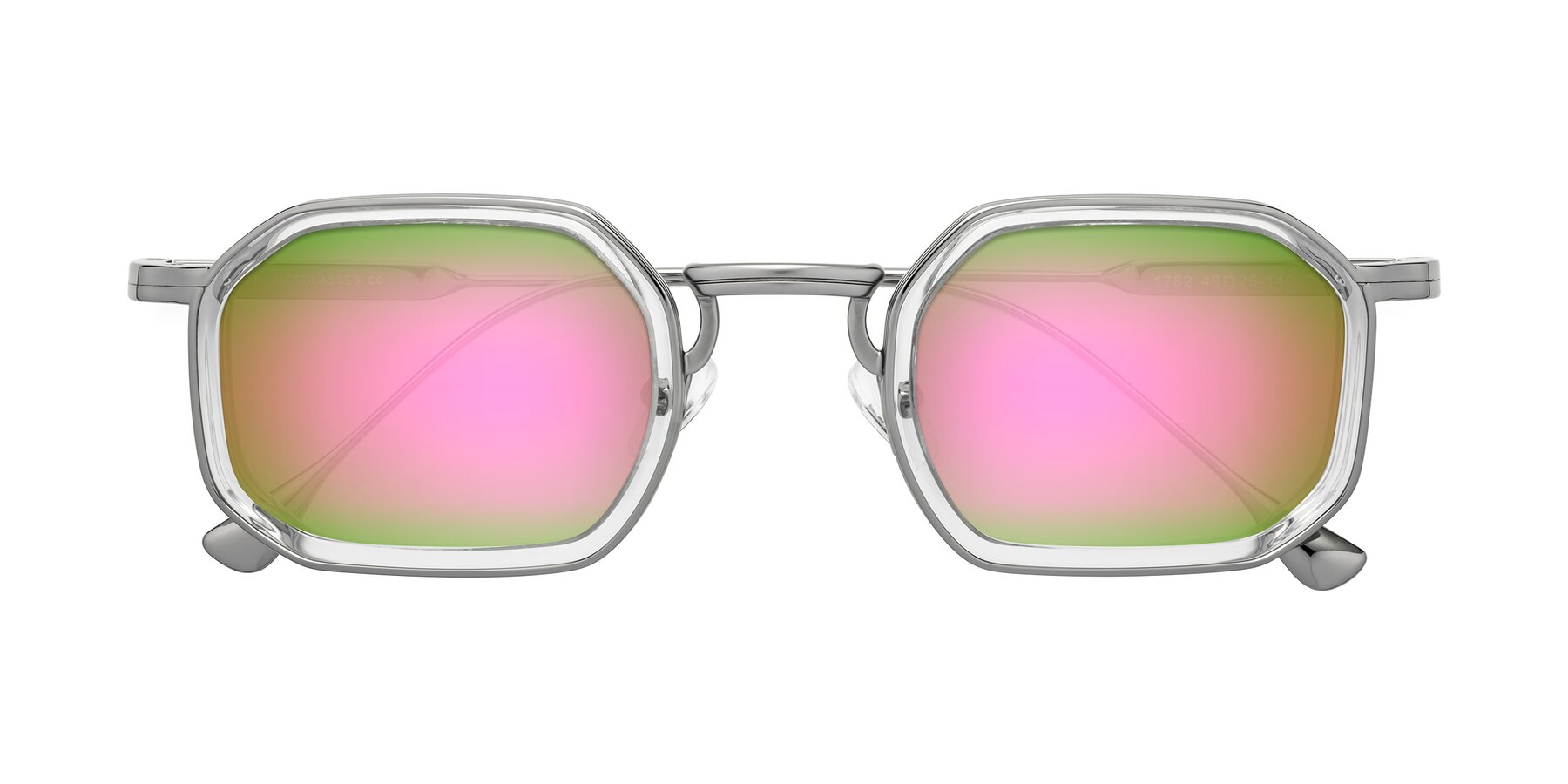 Folded Front of Fresh in Clear-Silver with Pink Mirrored Lenses