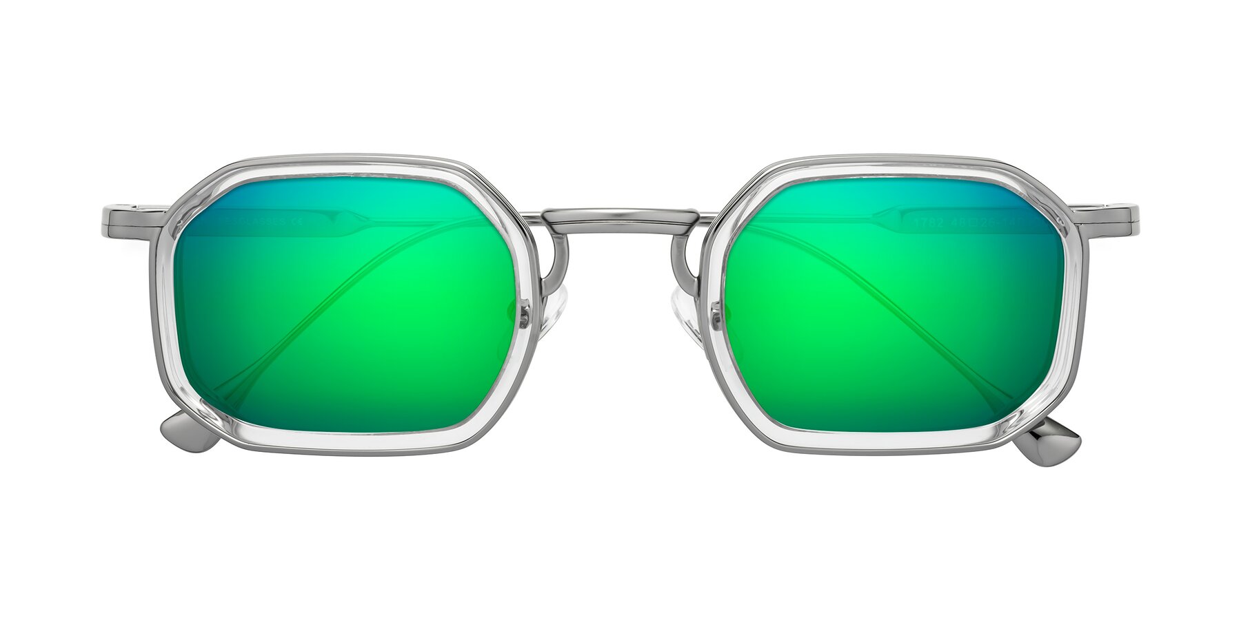 Folded Front of Fresh in Clear-Silver with Green Mirrored Lenses