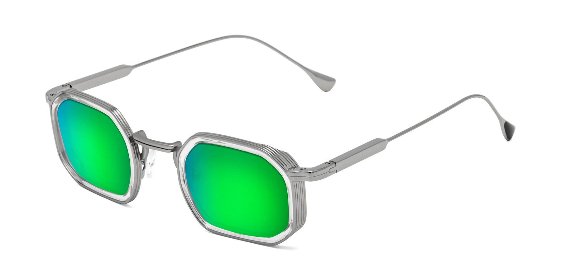 Angle of Fresh in Clear-Silver with Green Mirrored Lenses