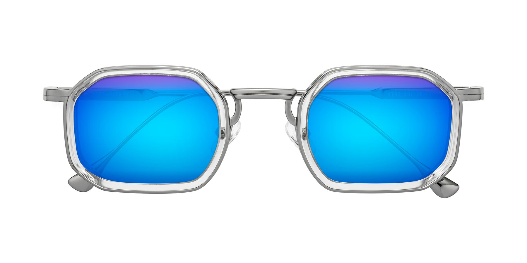 Folded Front of Fresh in Clear-Silver with Blue Mirrored Lenses