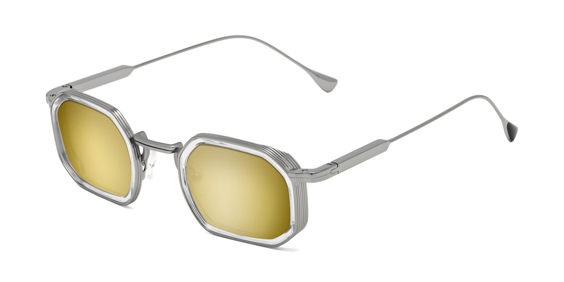 Angle of Fresh in Clear-Silver with Gold Mirrored Lenses