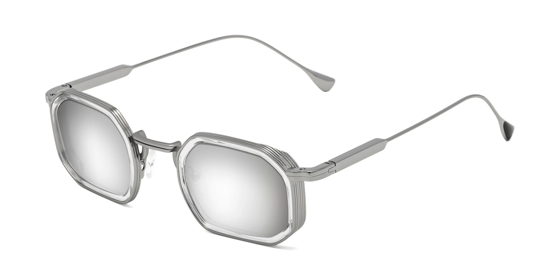 Angle of Fresh in Clear-Silver with Silver Mirrored Lenses