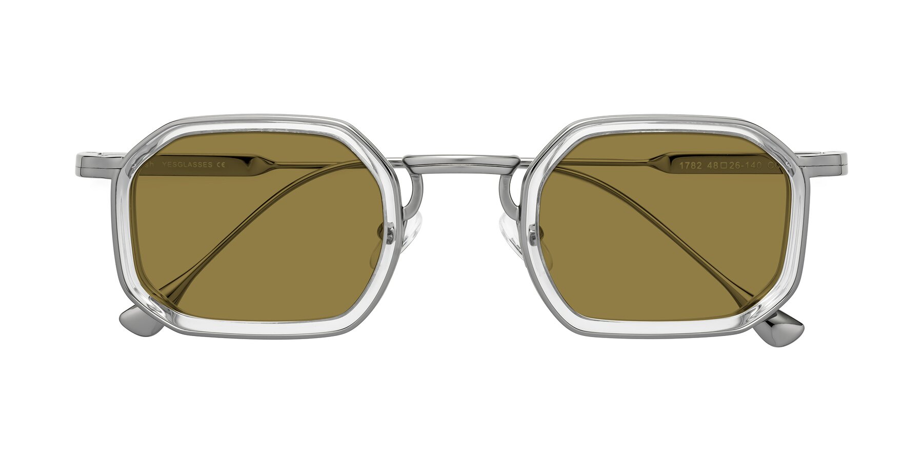 Folded Front of Fresh in Clear-Silver with Brown Polarized Lenses