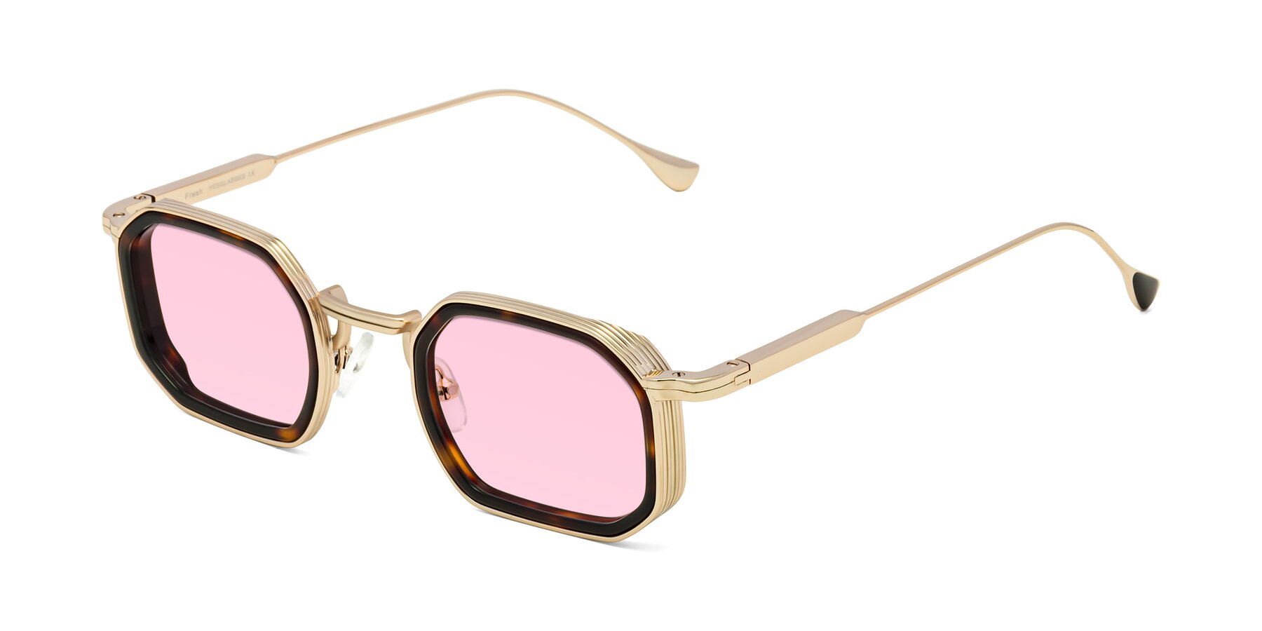 Angle of Fresh in Tortoise-Gold with Light Pink Tinted Lenses