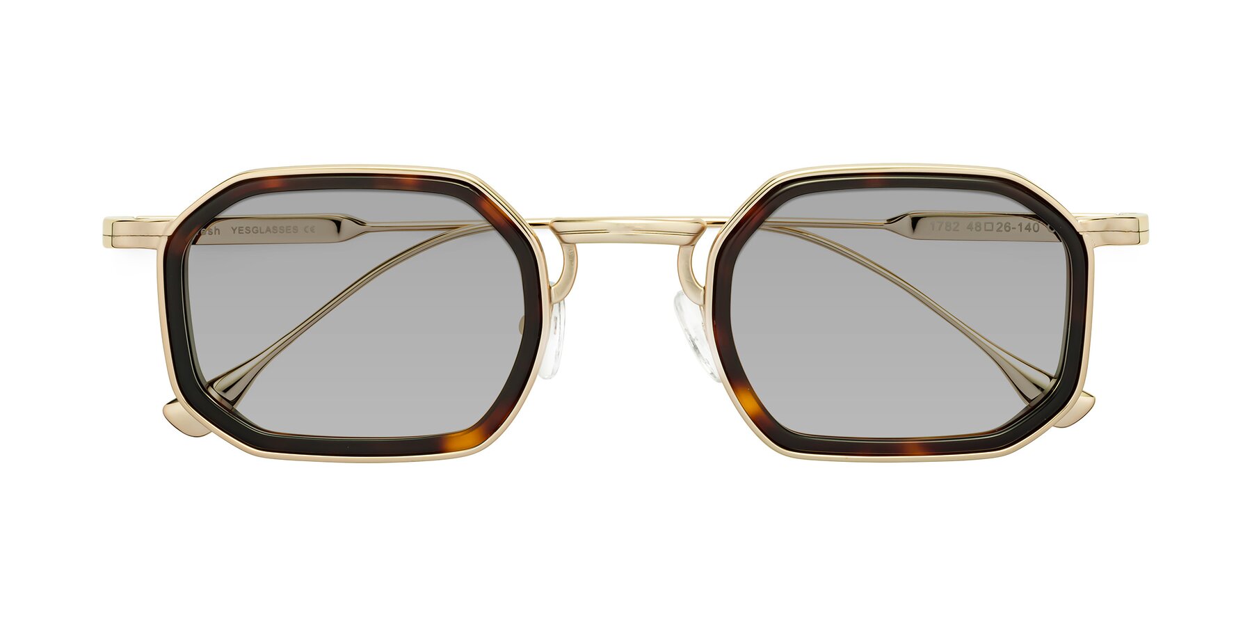 Folded Front of Fresh in Tortoise-Gold with Light Gray Tinted Lenses