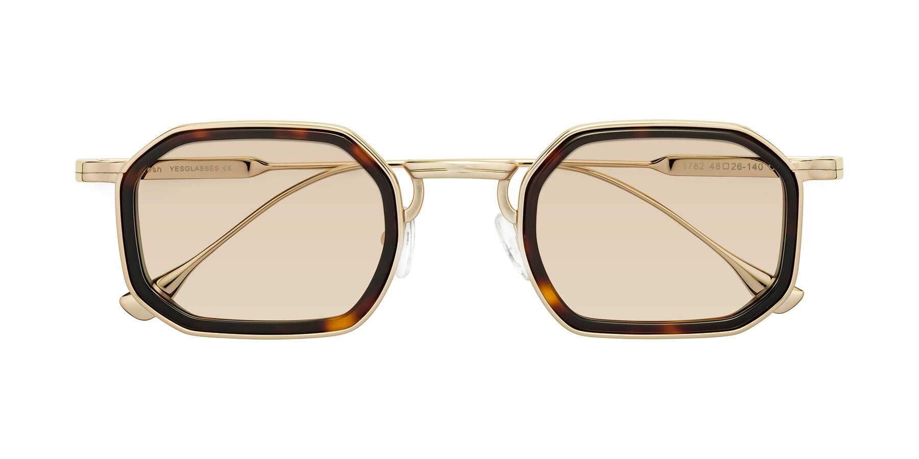 Folded Front of Fresh in Tortoise-Gold with Light Brown Tinted Lenses