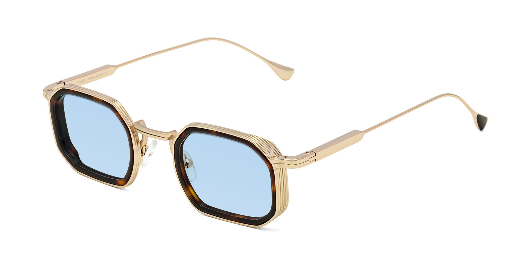 Angle of Fresh in Tortoise-Gold with Light Blue Tinted Lenses