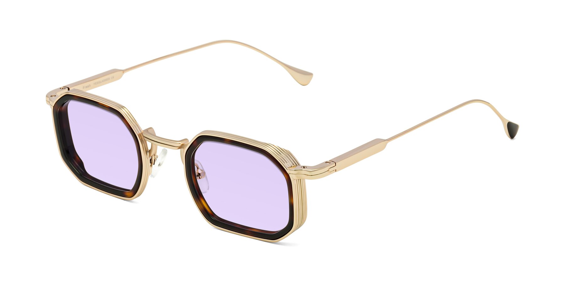 Angle of Fresh in Tortoise-Gold with Light Purple Tinted Lenses