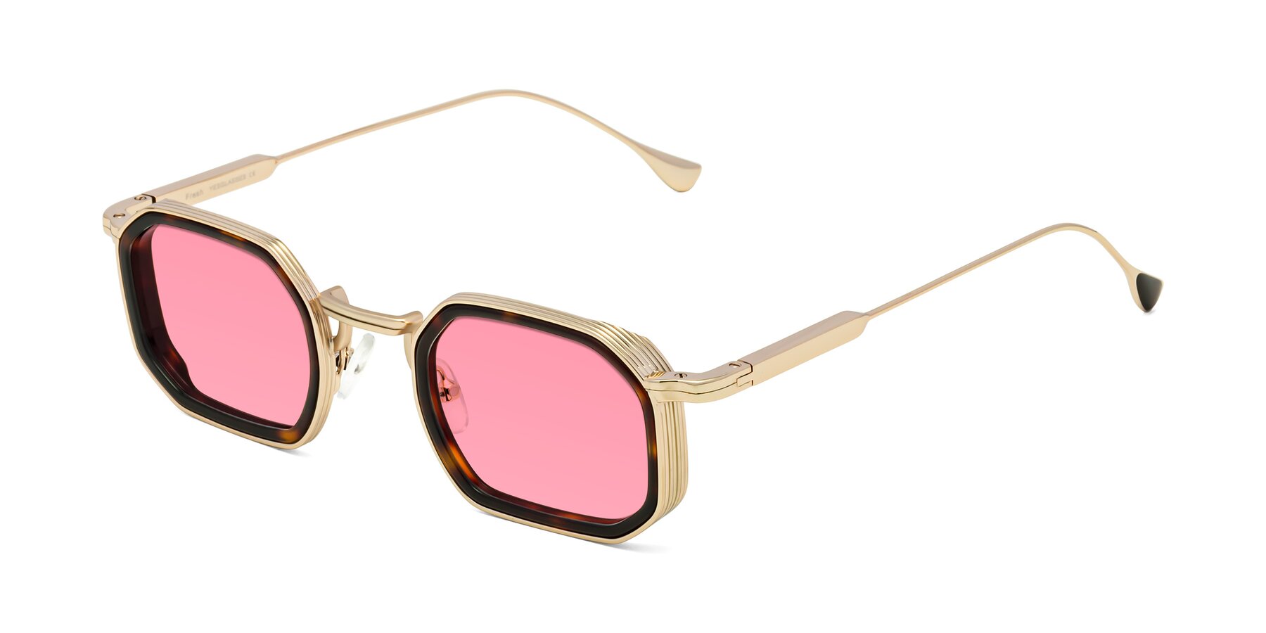Angle of Fresh in Tortoise-Gold with Pink Tinted Lenses
