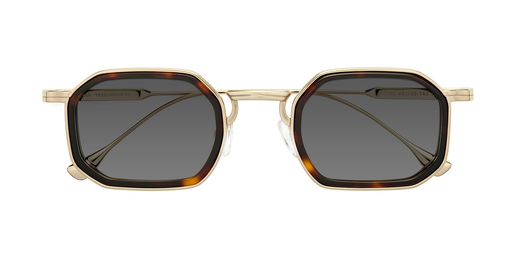 Folded Front of Fresh in Tortoise-Gold with Medium Gray Tinted Lenses