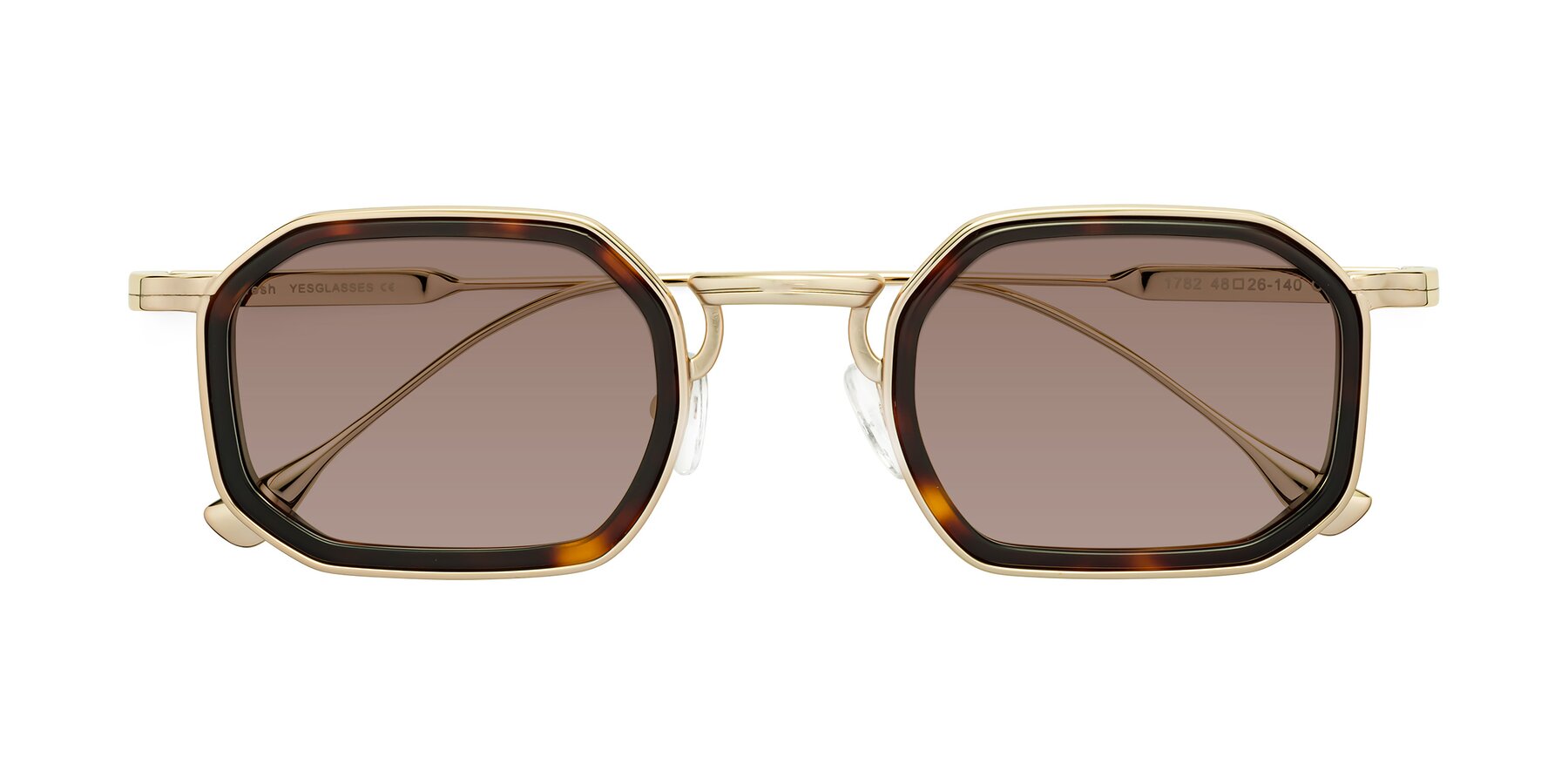 Folded Front of Fresh in Tortoise-Gold with Medium Brown Tinted Lenses