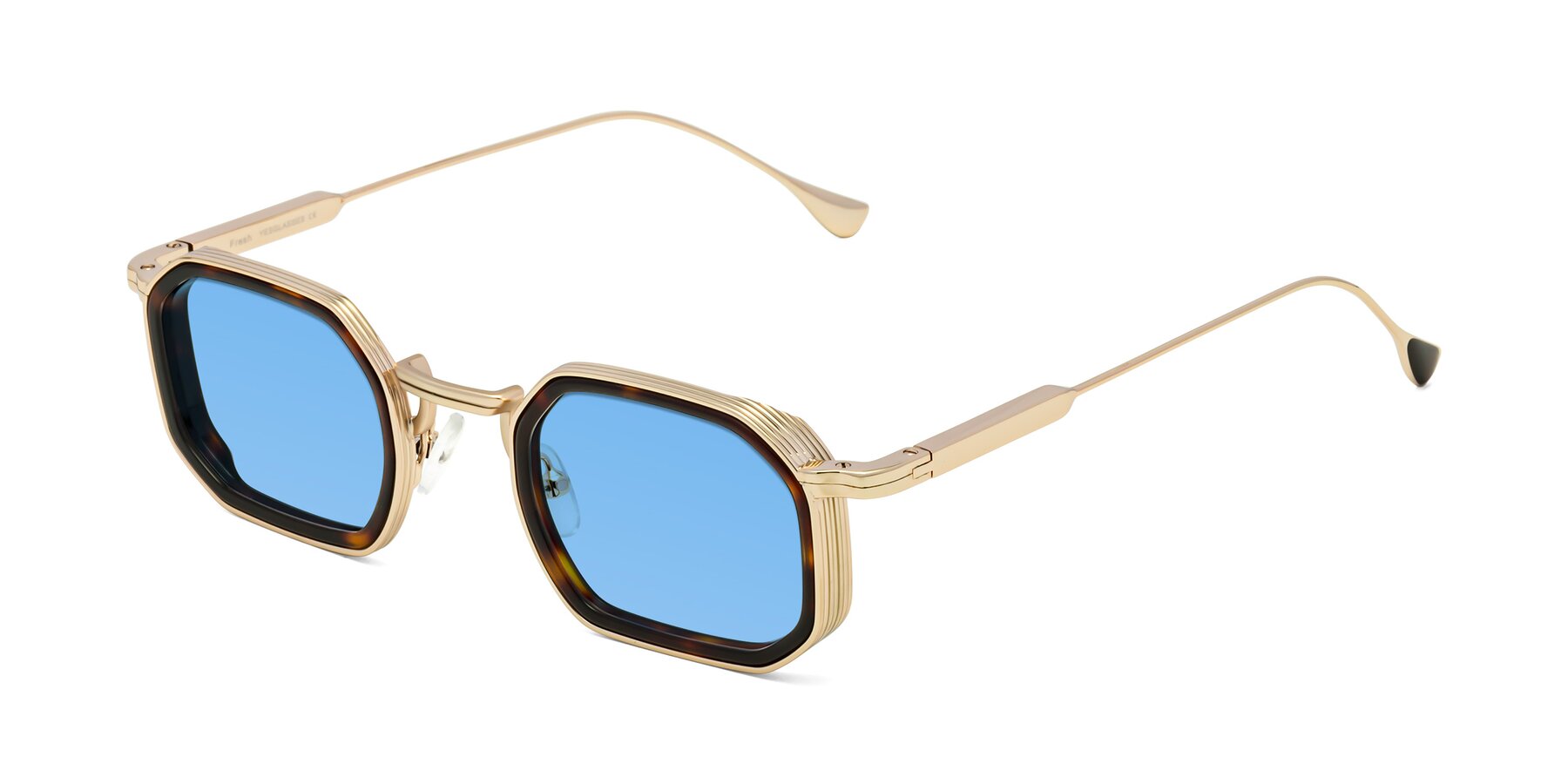 Angle of Fresh in Tortoise-Gold with Medium Blue Tinted Lenses