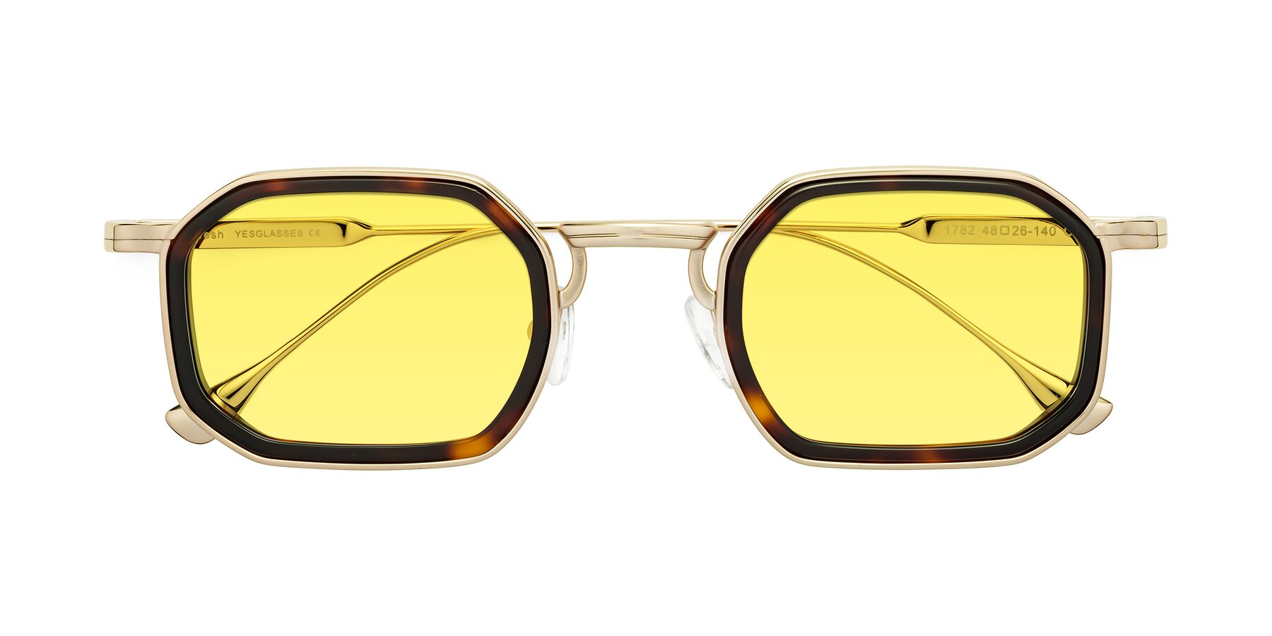 Folded Front of Fresh in Tortoise-Gold with Medium Yellow Tinted Lenses