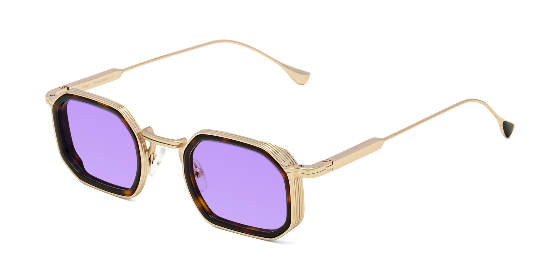 Angle of Fresh in Tortoise-Gold with Medium Purple Tinted Lenses