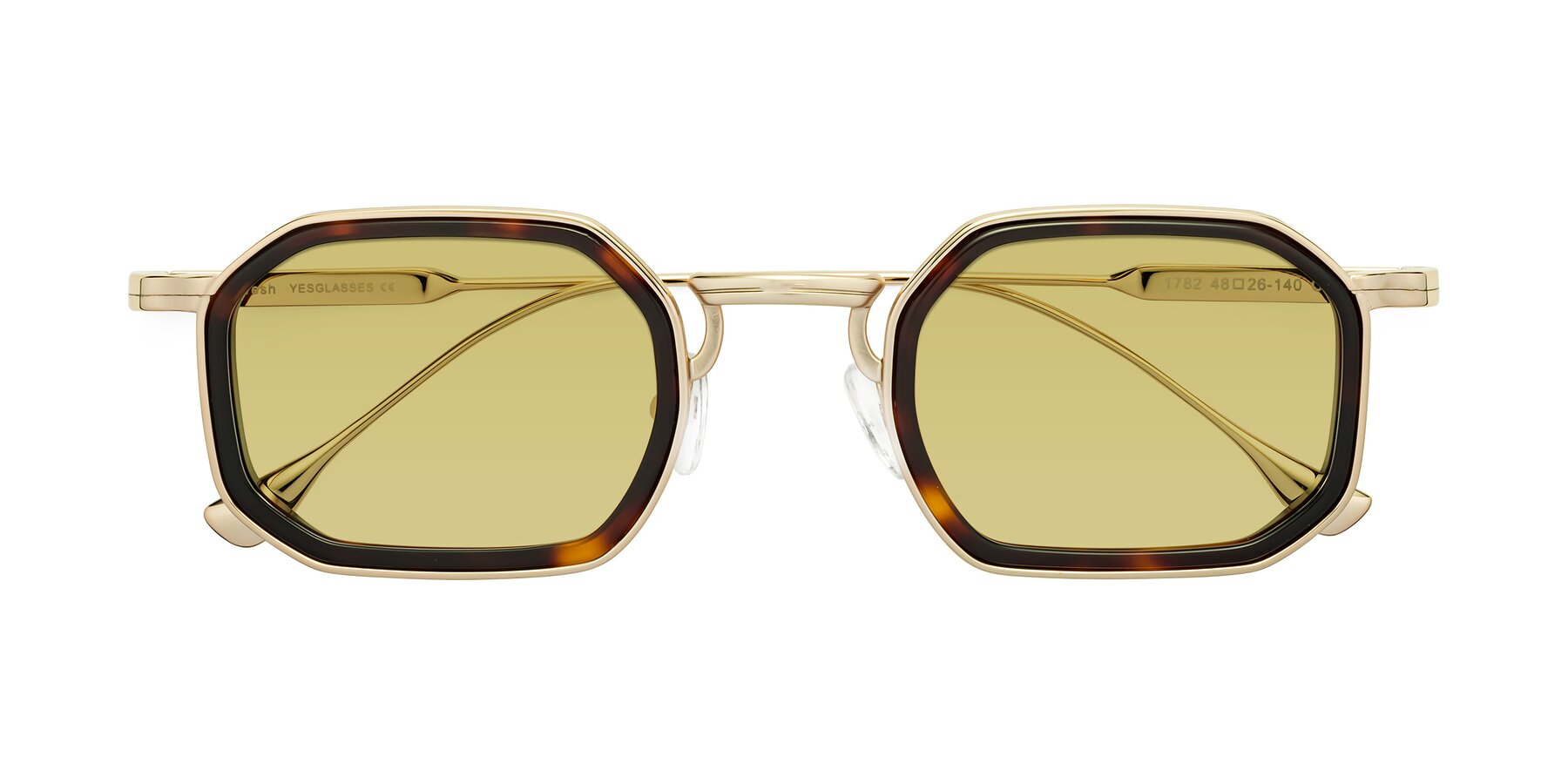 Folded Front of Fresh in Tortoise-Gold with Medium Champagne Tinted Lenses
