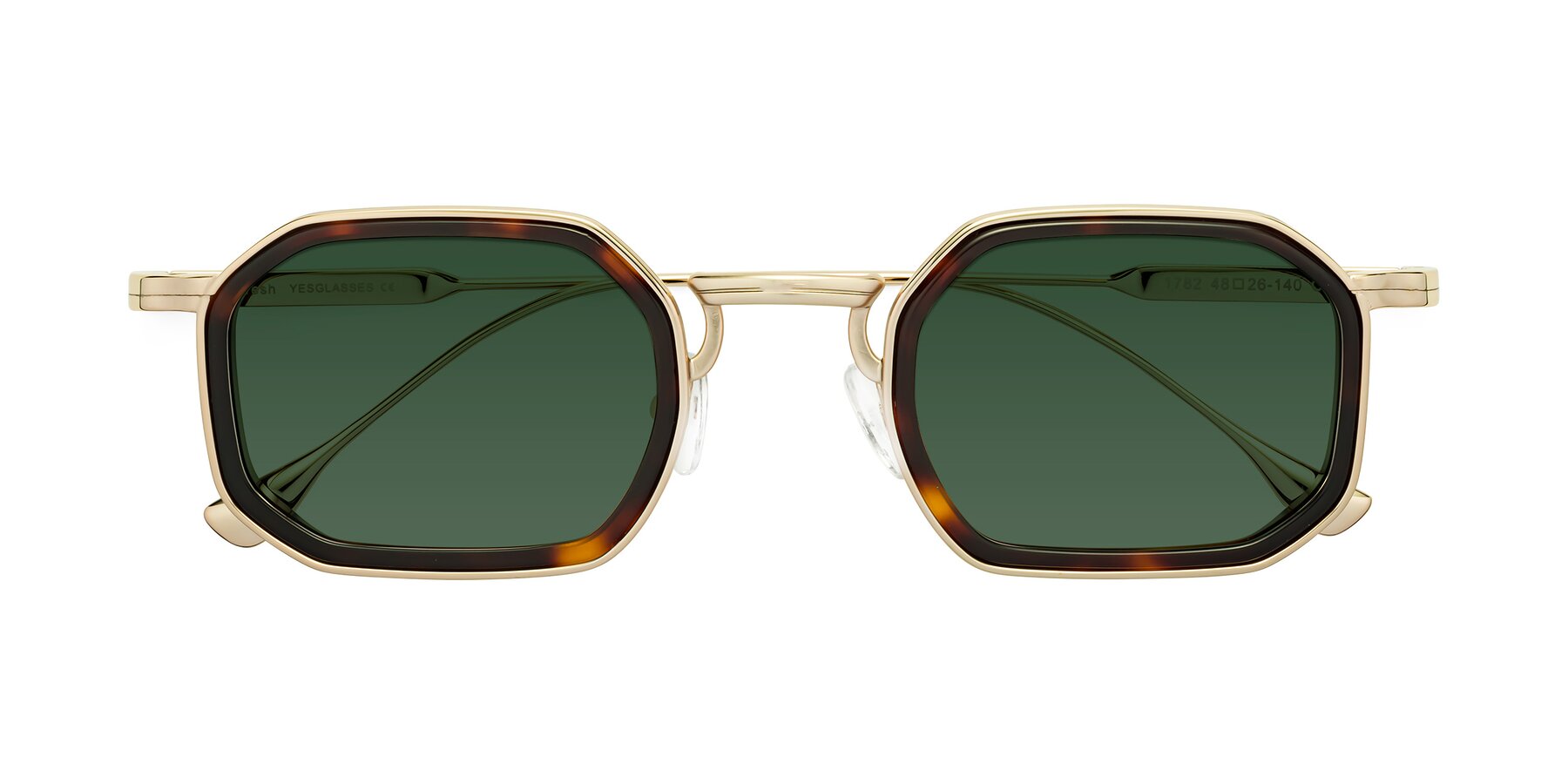 Folded Front of Fresh in Tortoise-Gold with Green Tinted Lenses