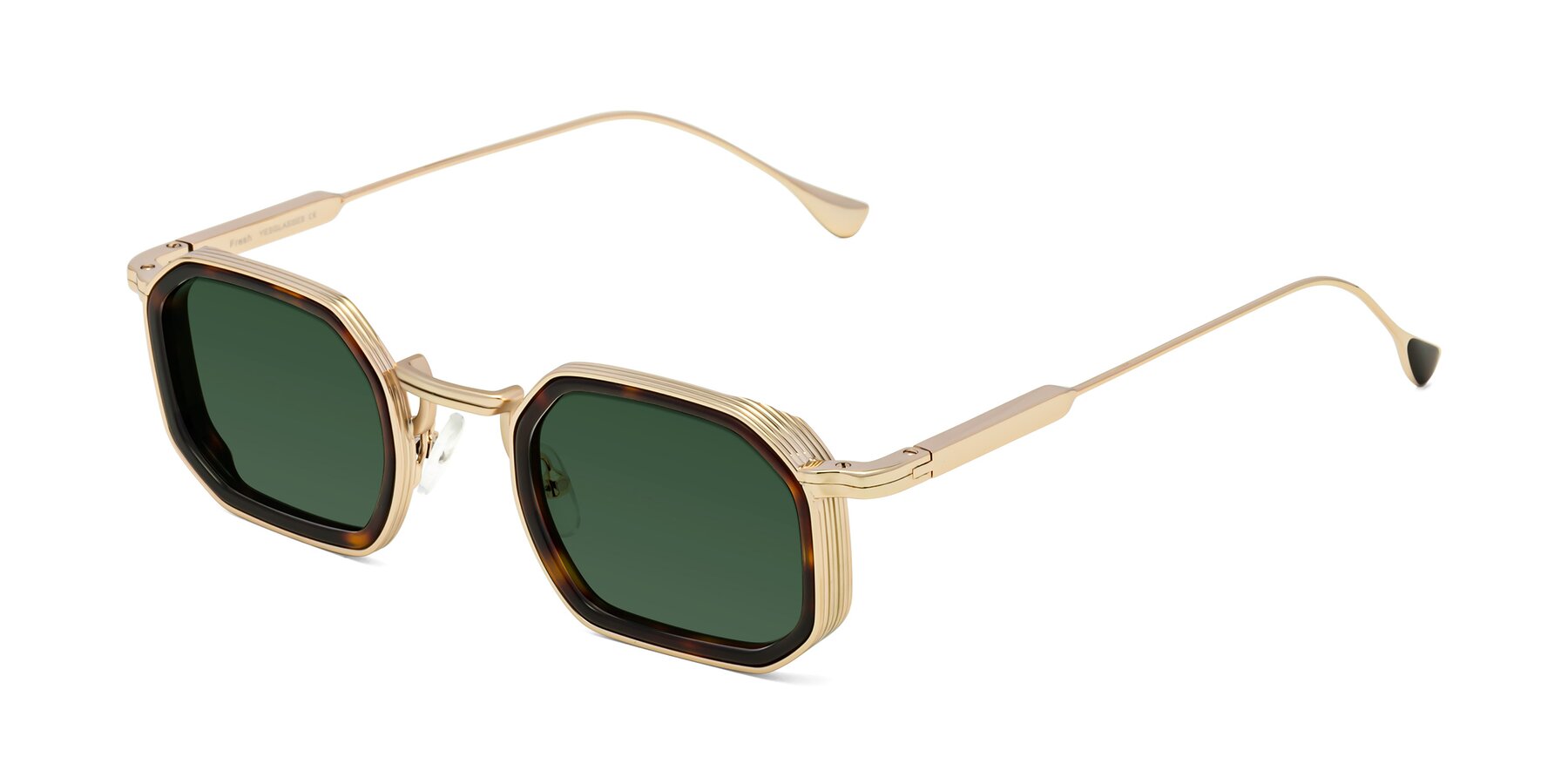 Angle of Fresh in Tortoise-Gold with Green Tinted Lenses