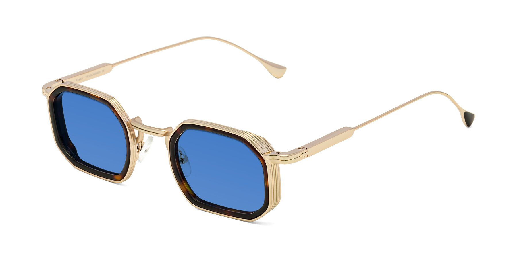 Angle of Fresh in Tortoise-Gold with Blue Tinted Lenses