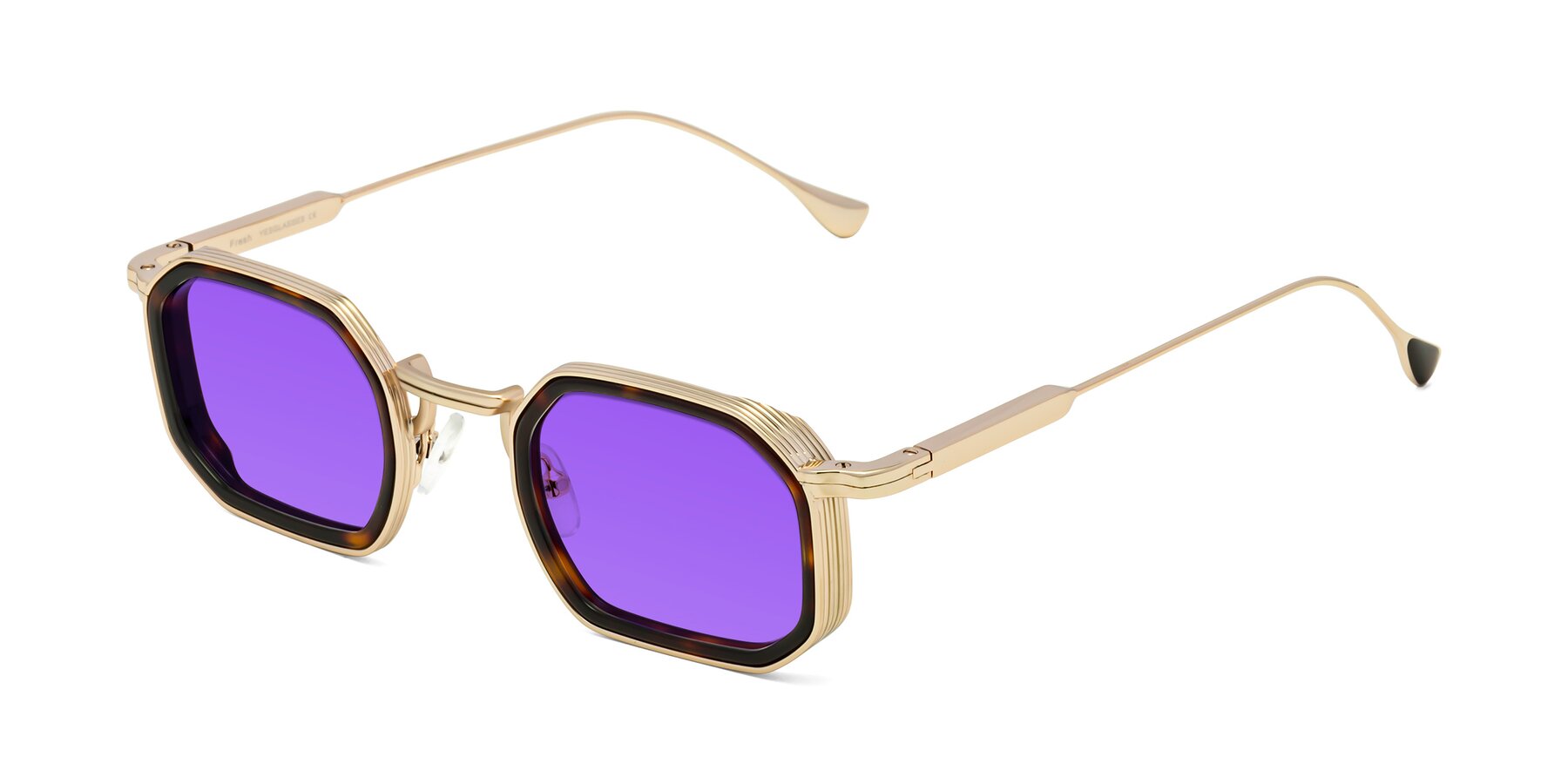 Angle of Fresh in Tortoise-Gold with Purple Tinted Lenses