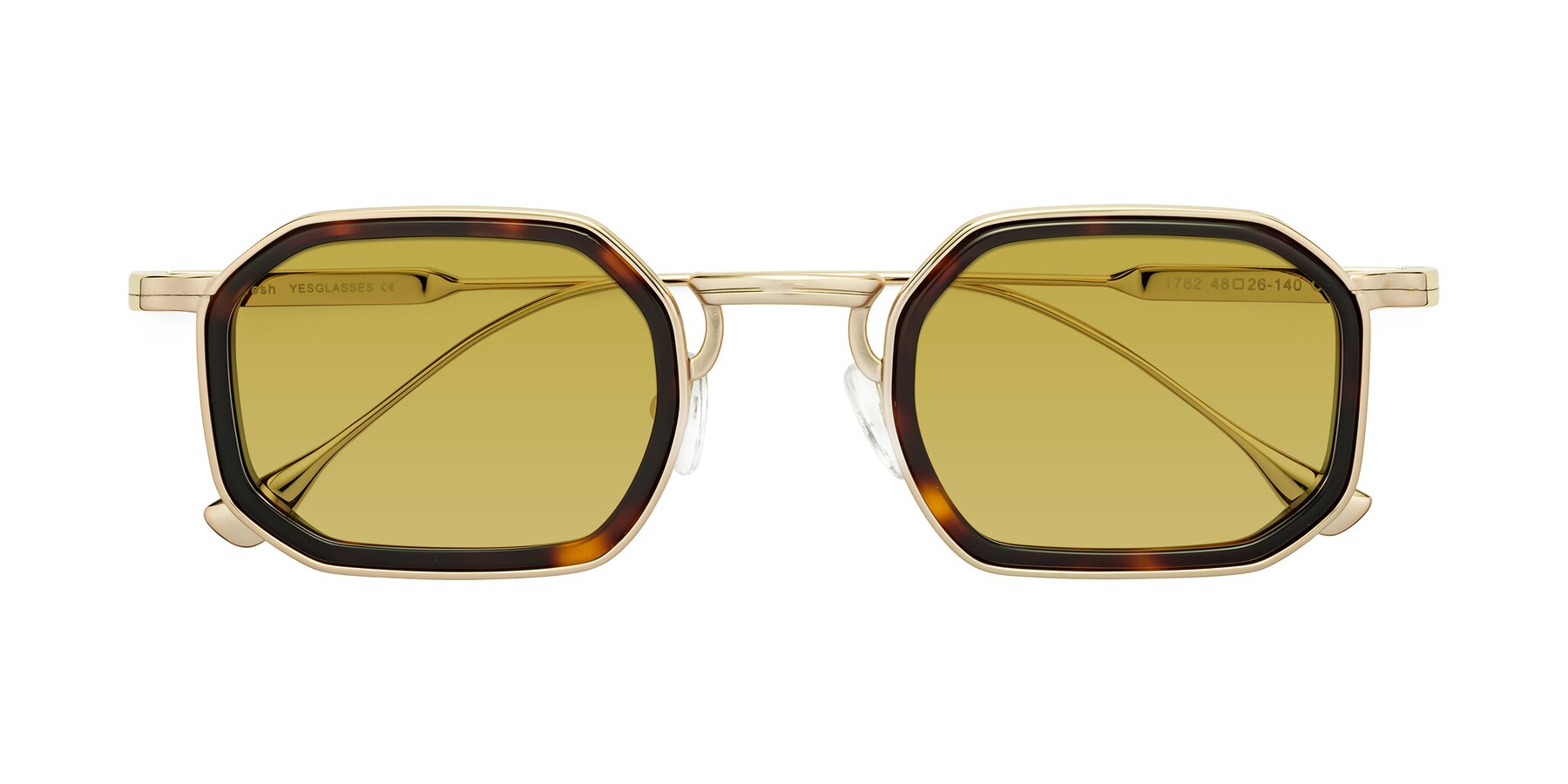 Folded Front of Fresh in Tortoise-Gold with Champagne Tinted Lenses
