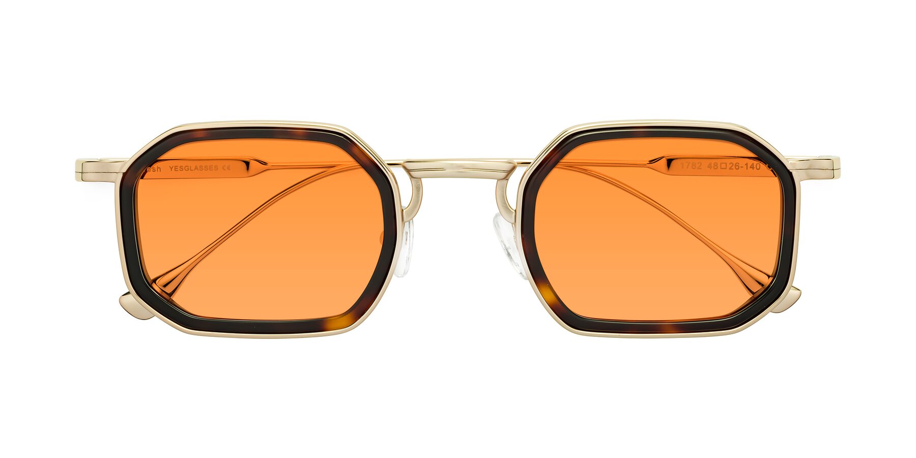 Folded Front of Fresh in Tortoise-Gold with Orange Tinted Lenses