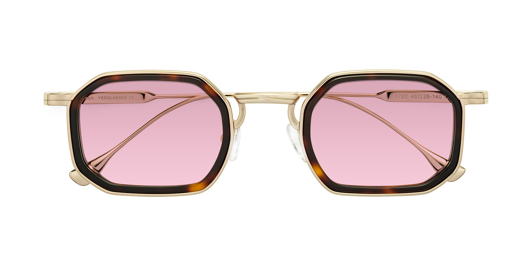 Folded Front of Fresh in Tortoise-Gold with Light Wine Tinted Lenses