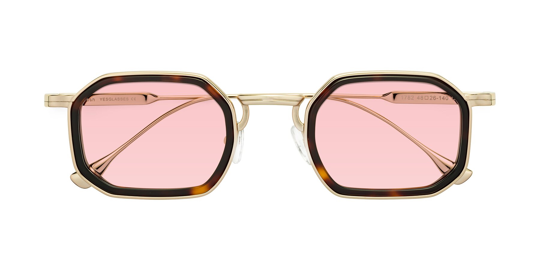 Folded Front of Fresh in Tortoise-Gold with Light Garnet Tinted Lenses