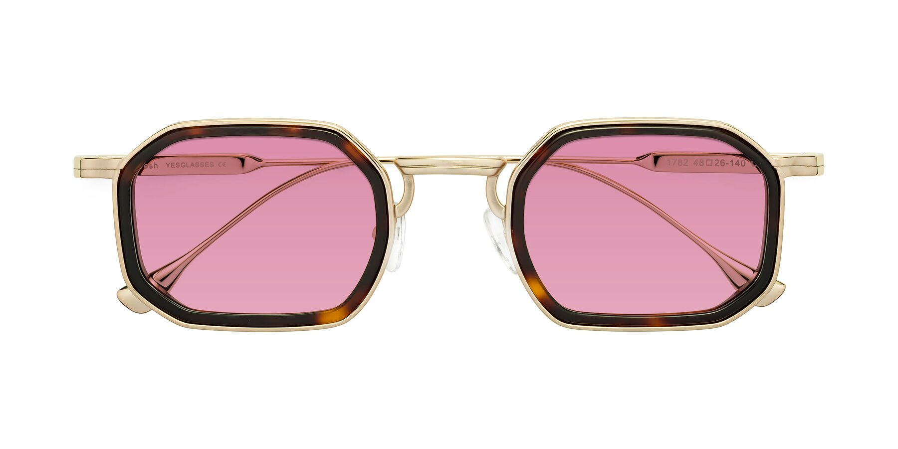 Folded Front of Fresh in Tortoise-Gold with Medium Wine Tinted Lenses