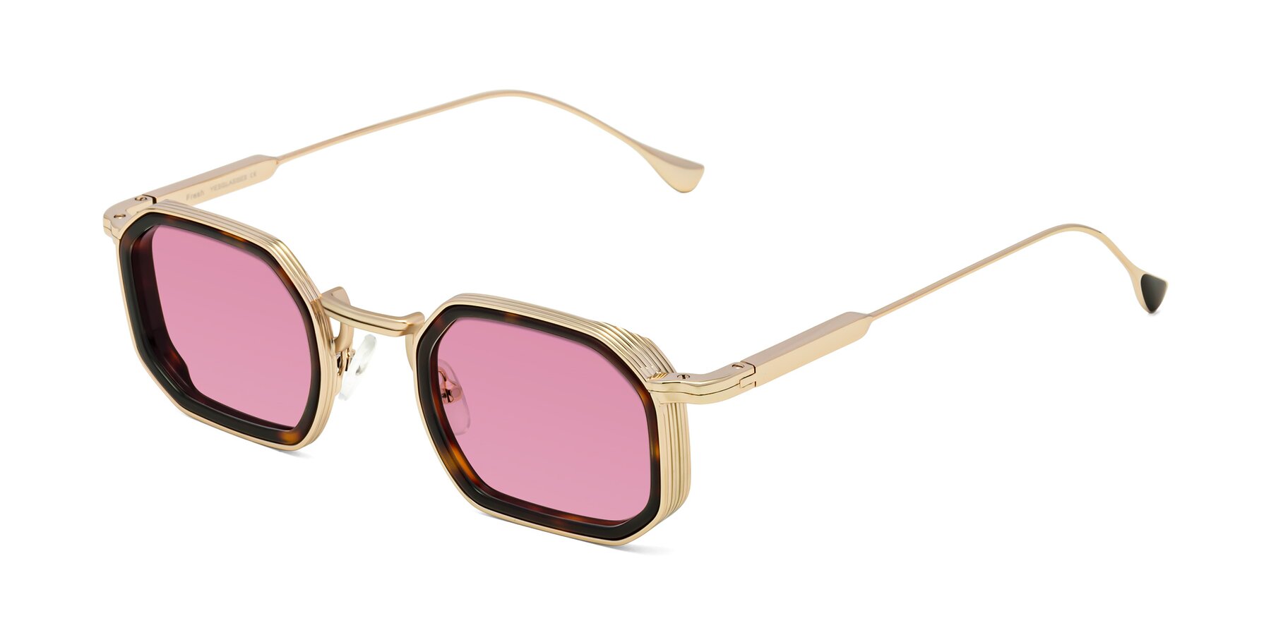 Angle of Fresh in Tortoise-Gold with Medium Wine Tinted Lenses