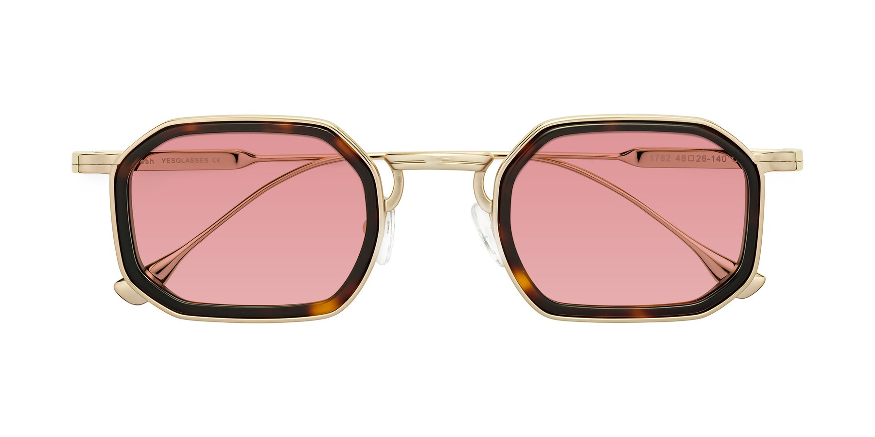 Folded Front of Fresh in Tortoise-Gold with Medium Garnet Tinted Lenses