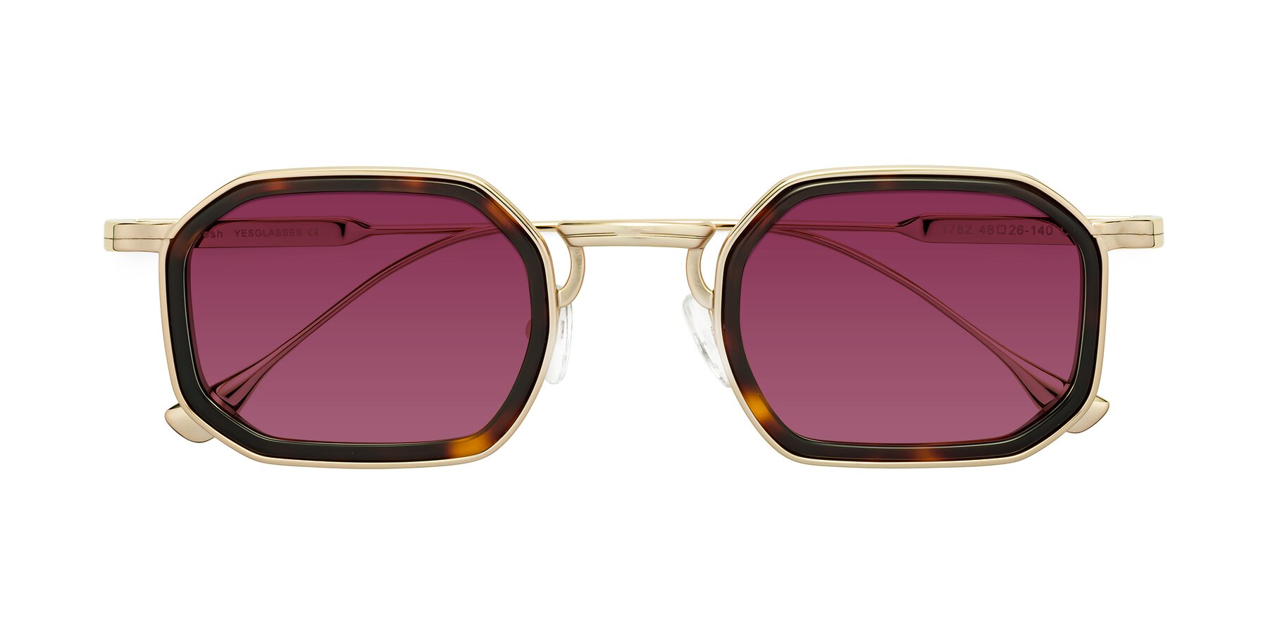 Folded Front of Fresh in Tortoise-Gold with Wine Tinted Lenses