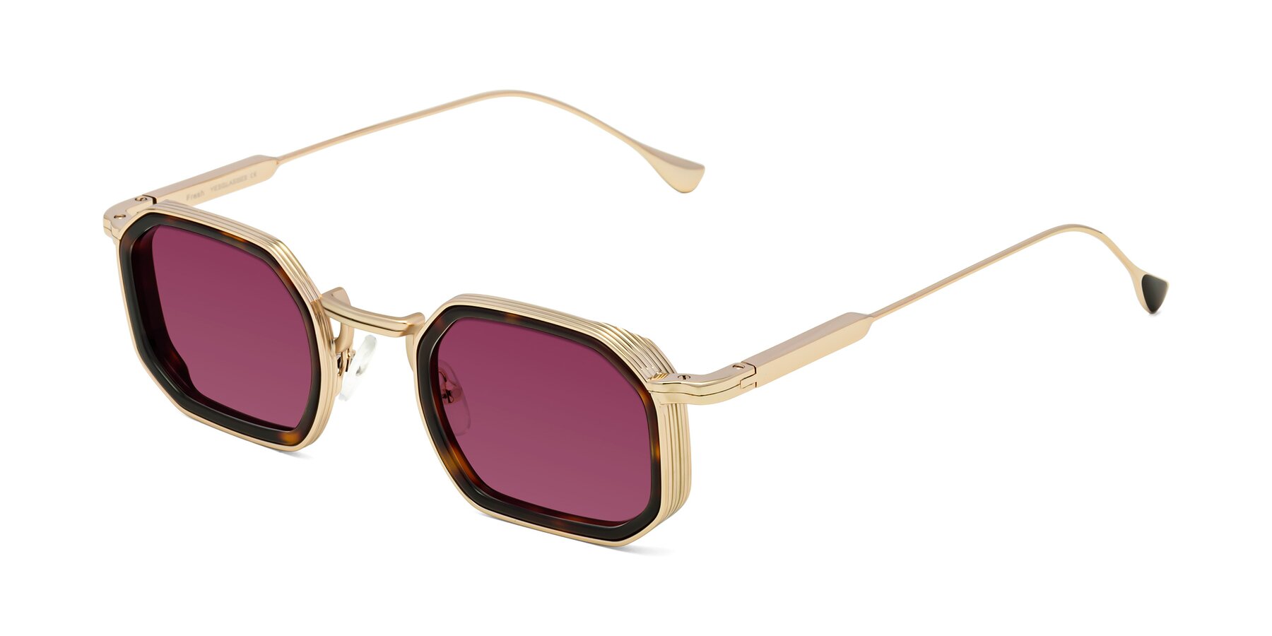 Angle of Fresh in Tortoise-Gold with Wine Tinted Lenses