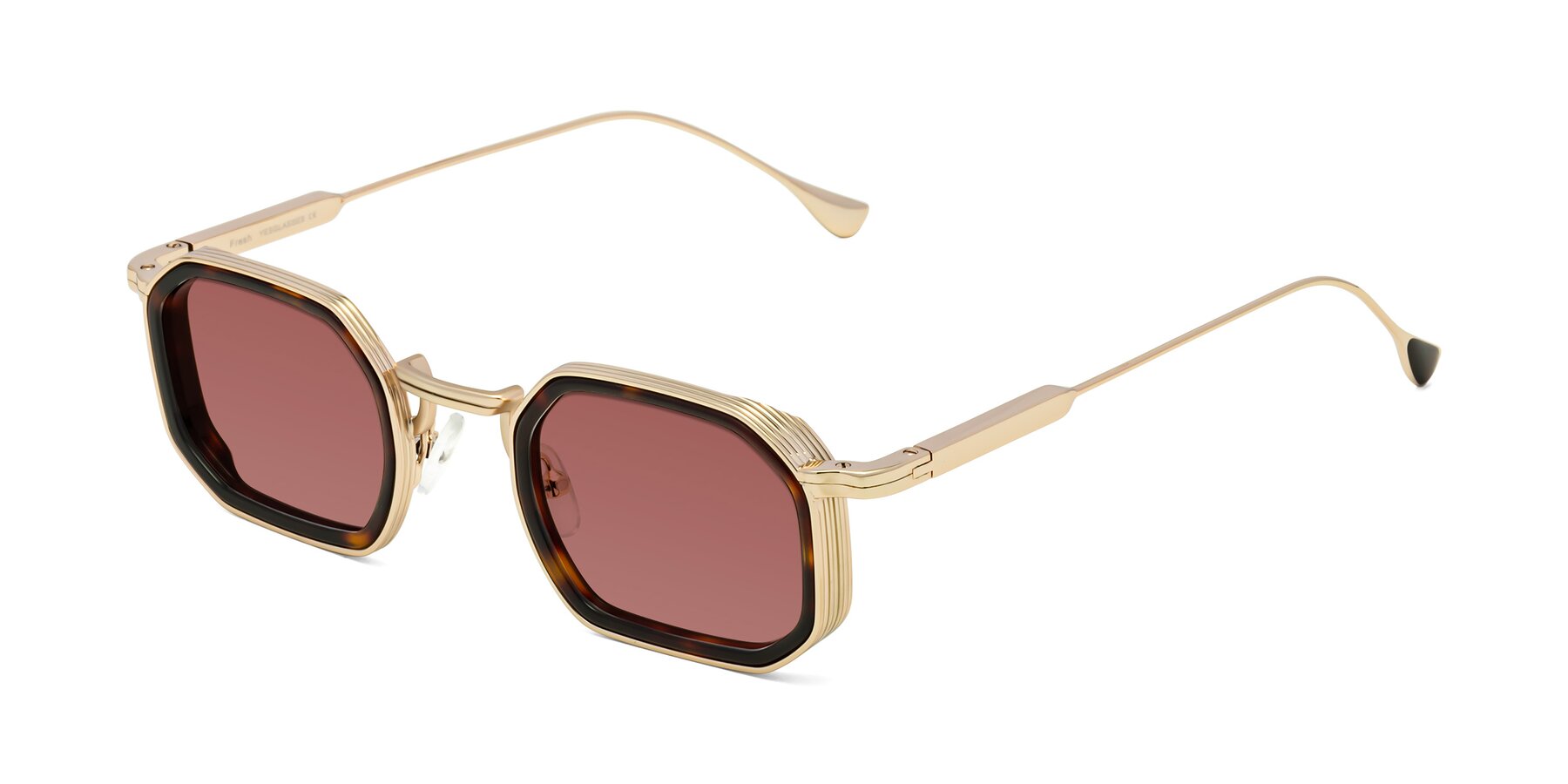 Angle of Fresh in Tortoise-Gold with Garnet Tinted Lenses