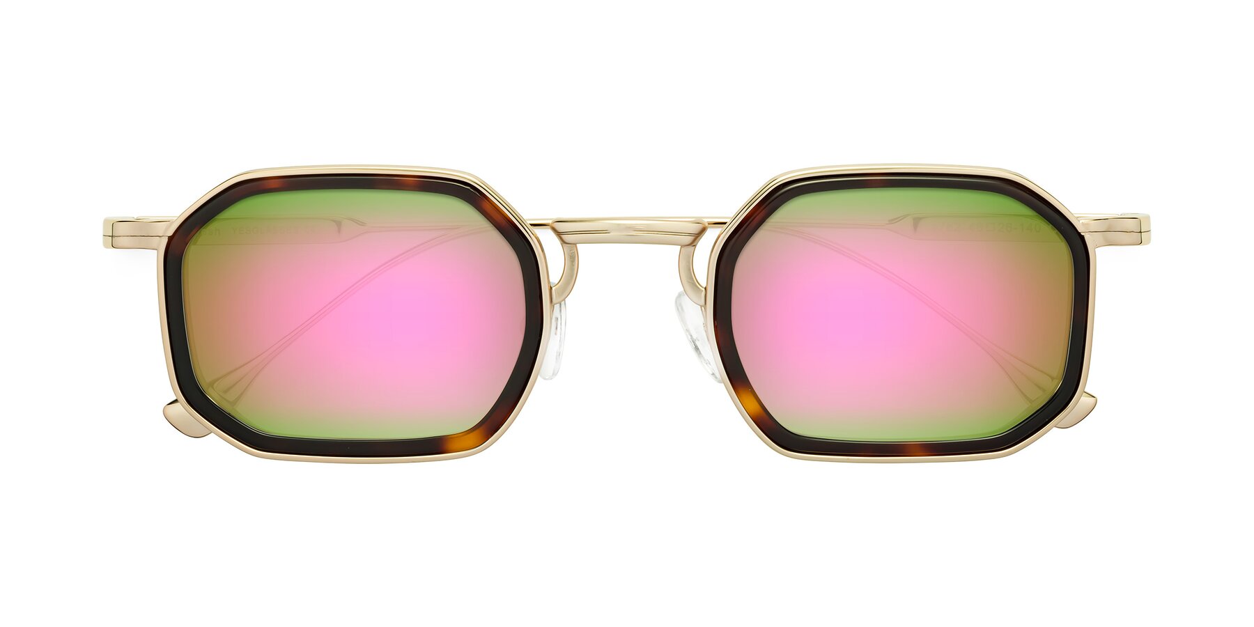 Folded Front of Fresh in Tortoise-Gold with Pink Mirrored Lenses